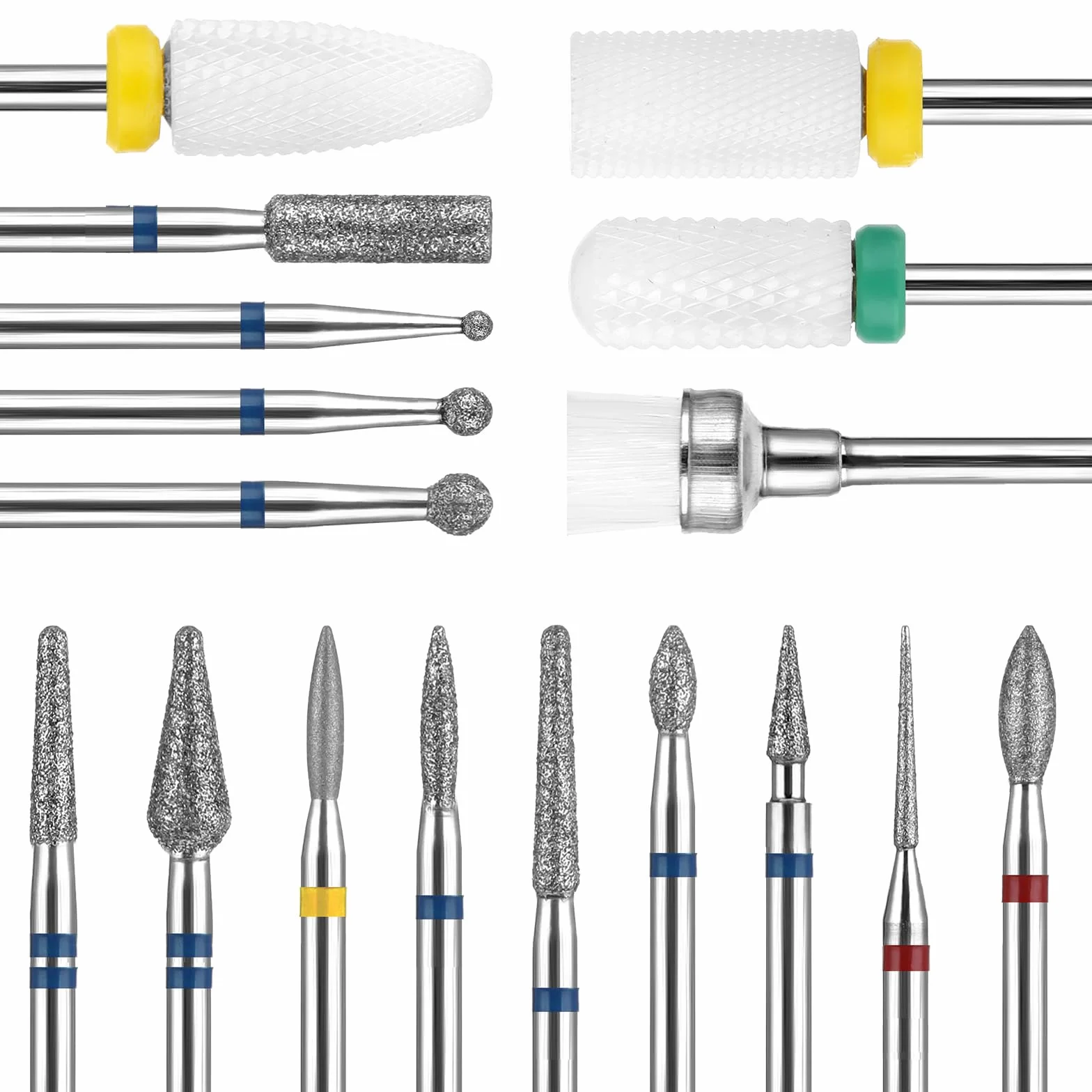 Sibba 17-częściowy zestaw wierteł do paznokci 3/32" 2,35 mm do usuwania skórek paznokci, frez do paznokci, frez do skórek, frez do skórek, do manicure, pedicure, akrylu, głowice szlifierskie