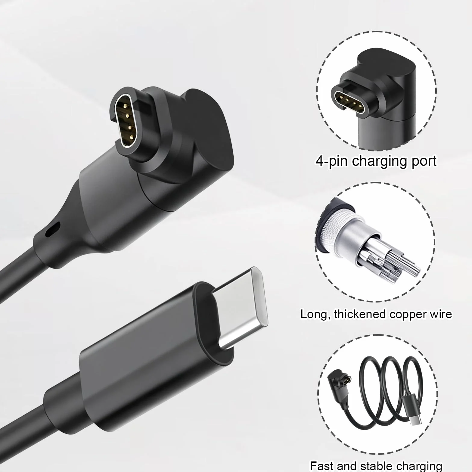 Ładowarka do Zegarka, 1m Kabel Ładowania Zegarka Port USB C Rdzeń Miedziany do Fenix 8 7 6, Forerunner 935 245 265 255 645 45, Vivoactive 4 3, Instinct, Venu 3, Epix, Vivomove, Tactix Delta