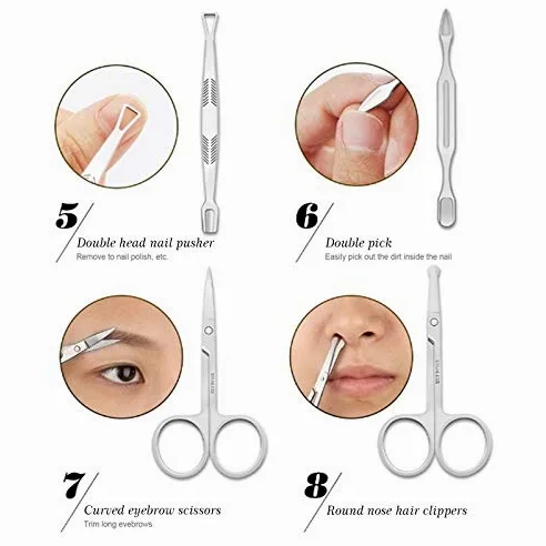 Zestaw obcinaczy do paznokci 23 sztuki/zestaw Zestaw do manicure i pedicure Zestaw obcinaczy do paznokci Przycinanie brwi Usuwanie trądziku Igła Narzędzie do Manicure Narzędzia do pedicure dla stóp (