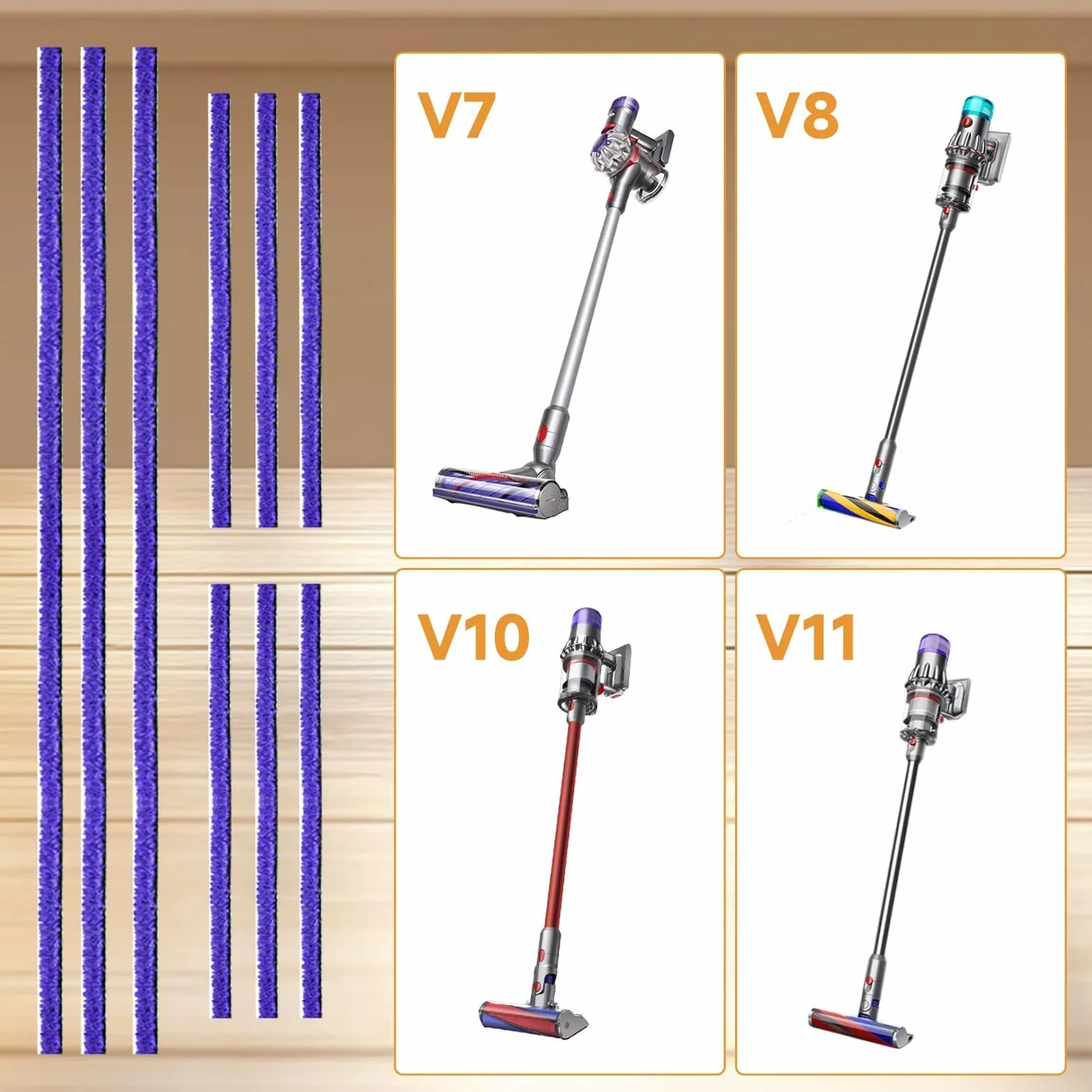 Dyson V6 V7 V8 V10 V11 miękkie pluszowe paski do odkurzacza