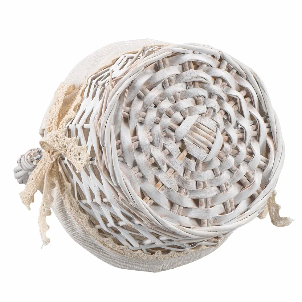 Kosze wiklinowe shabby chic drewniany kosz z tkaniną na kwiaty 3 rozmiary biały