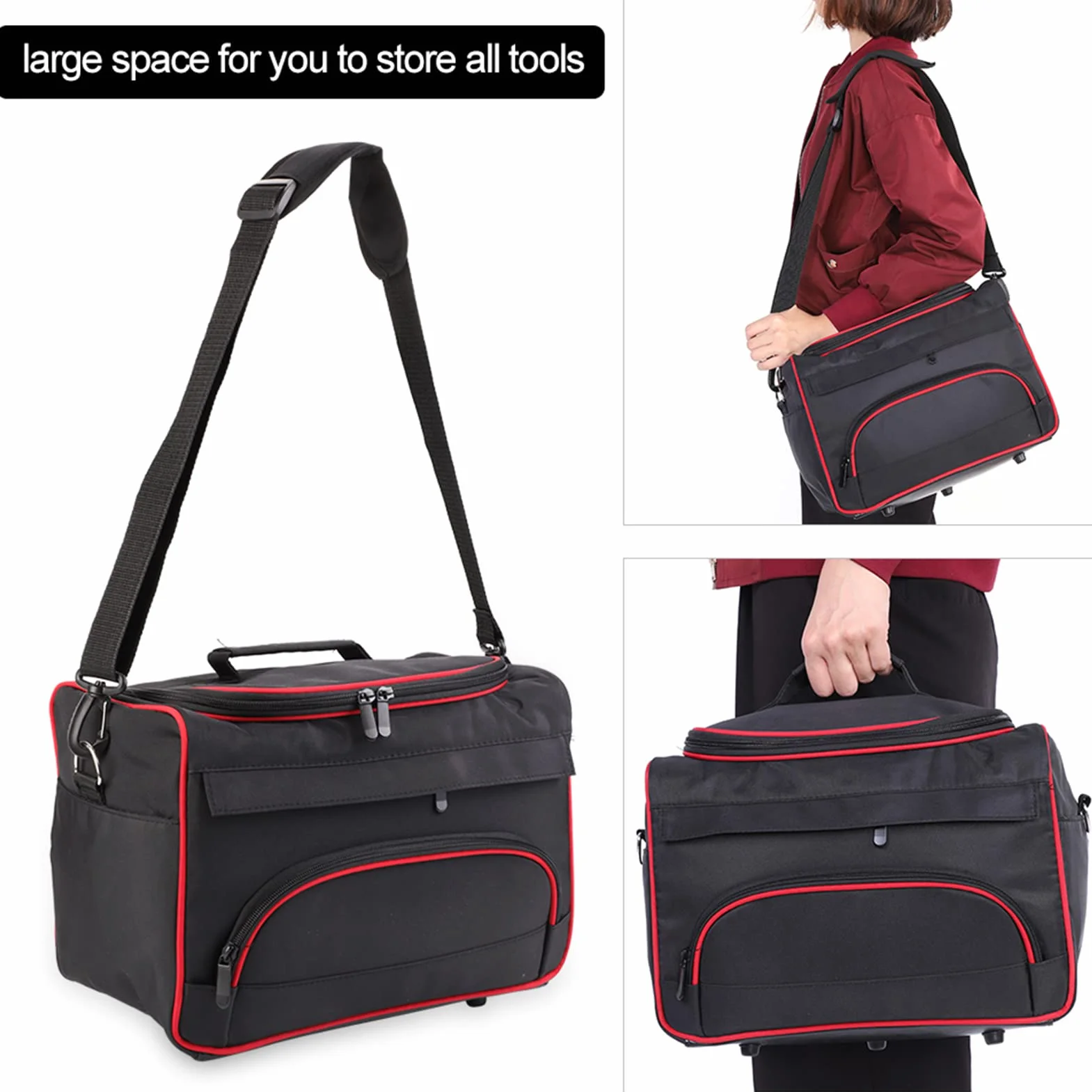 Dioche Torba Fryzjerska o Dużej Pojemności, Wielofunkcyjna Przenośna, Makijaż, Travel, Home, Stylista Włosów, Narzędzia, 20L, Czarny, Jednolity