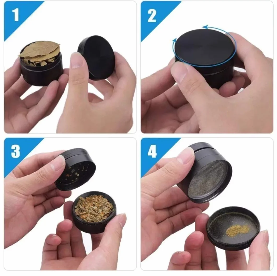 High Mc Fly Pocketgrinder Maxi Ø 40 mm, 4-warstwowy, młynek do tytoniu, młynek do przypraw i młynek do ziół ze szczotką do czyszczenia (czarna)