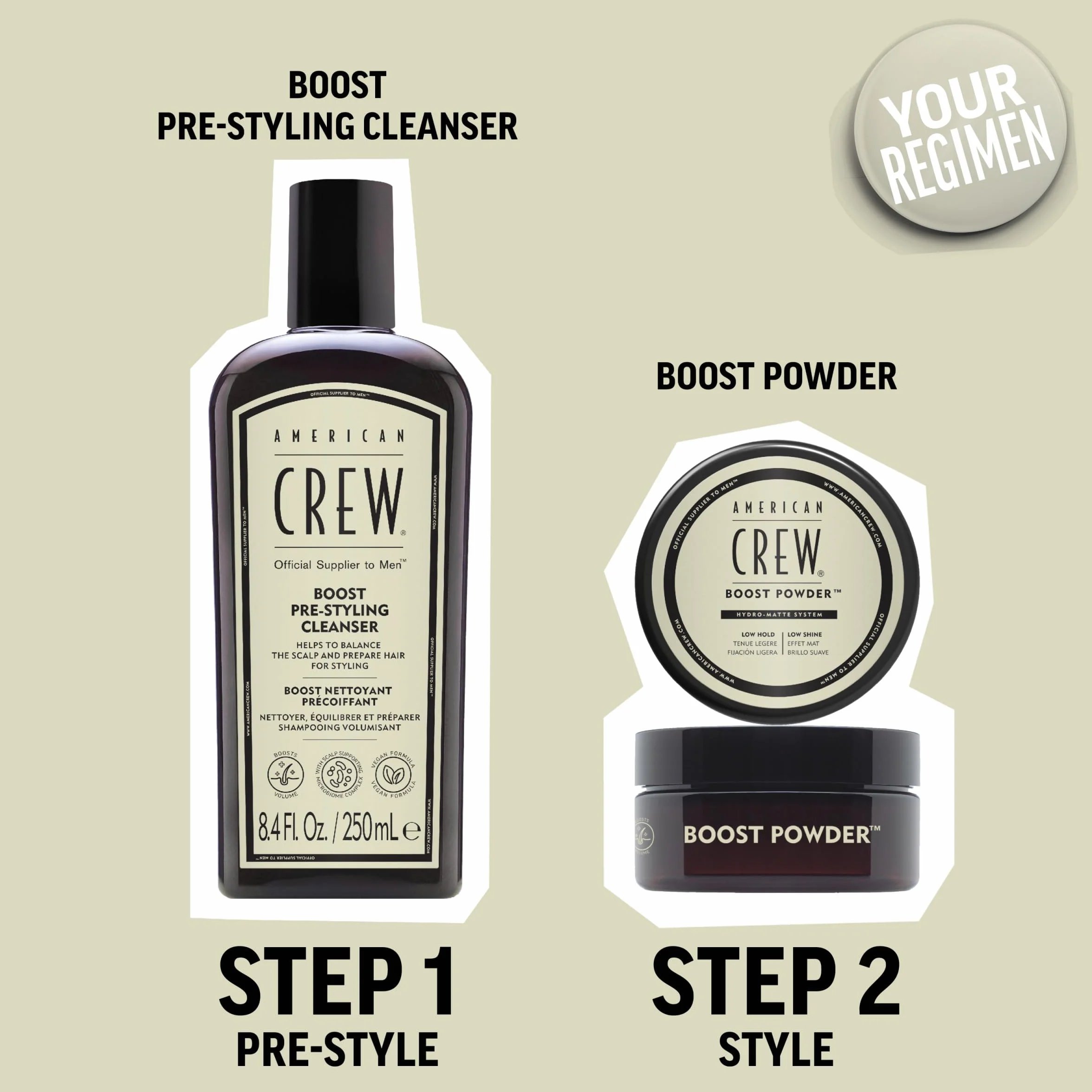 American Crew Boost Pre-Styling Shampoo - Zwiększający objętość produktu do stylizacji dla mężczyzn - Wegański szampon dla mężczyzn z cienkimi lub płaskimi włosami - 250ML