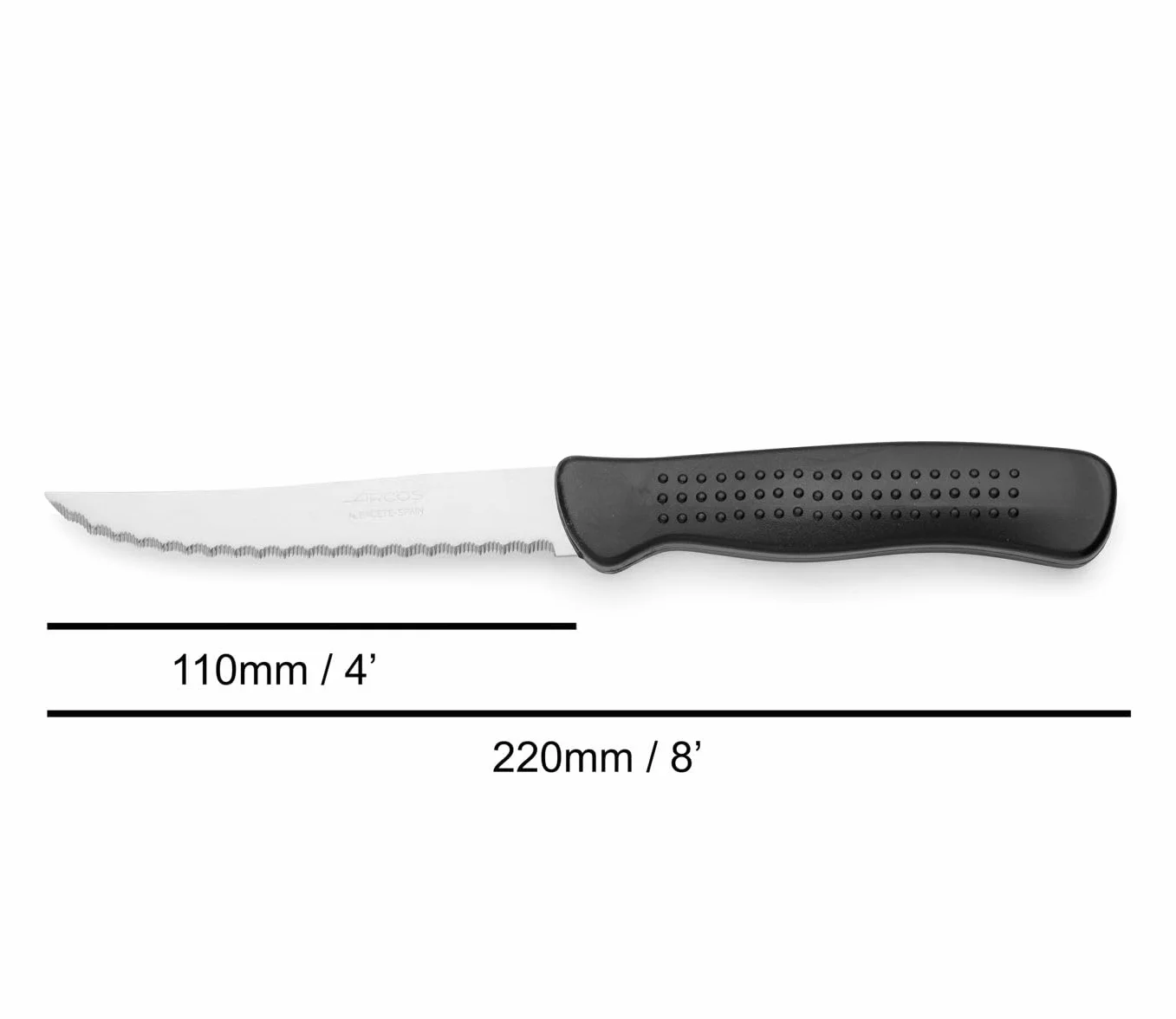 Arcos Noże stołowe do steków 6 sztuk ostrze 110 mm (4 cale) czarne