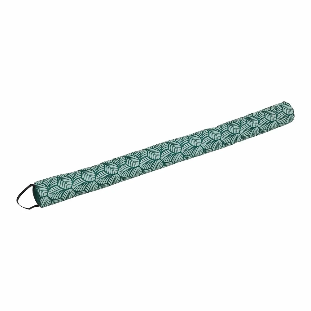 COGEX - Zaślepka na drzwi, poduszka dolna - Izolacyjna pętla - Średnica: 6,5 cm - Długość: 80 cm - Pokrywa: 100% poliester - Kolor: zielony wzór liści - Taśma samoprzylepna i dwustronna taśma