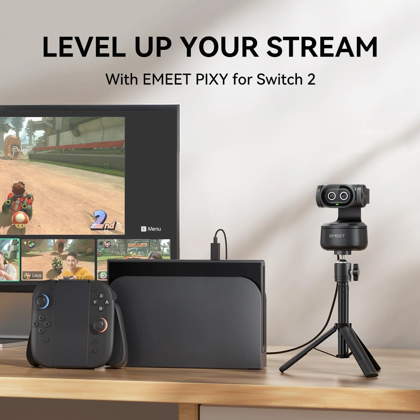 EMEET Kamera internetowa 4K Pixy z automatycznym śledzeniem – małe śledzenie, sterowanie gestami, układ 3 mikrofonów do wyraźnych rozmów wideo i przesyłania strumieniowego