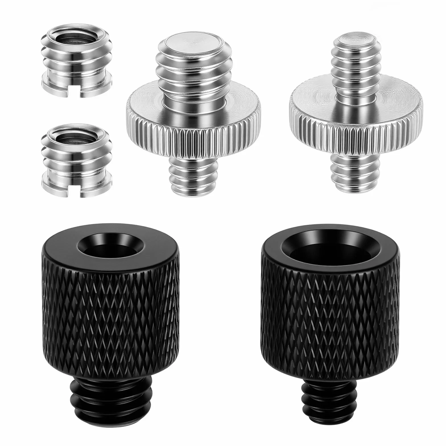 Yuanchu Adapter do statywu, 1/4 na 3/8 cala, adapter gwintowany z metalu, adapter, statyw podwójna śruba, kompatybilny ze statywem do aparatu, statywem mikrofonowym, statywem lampowym