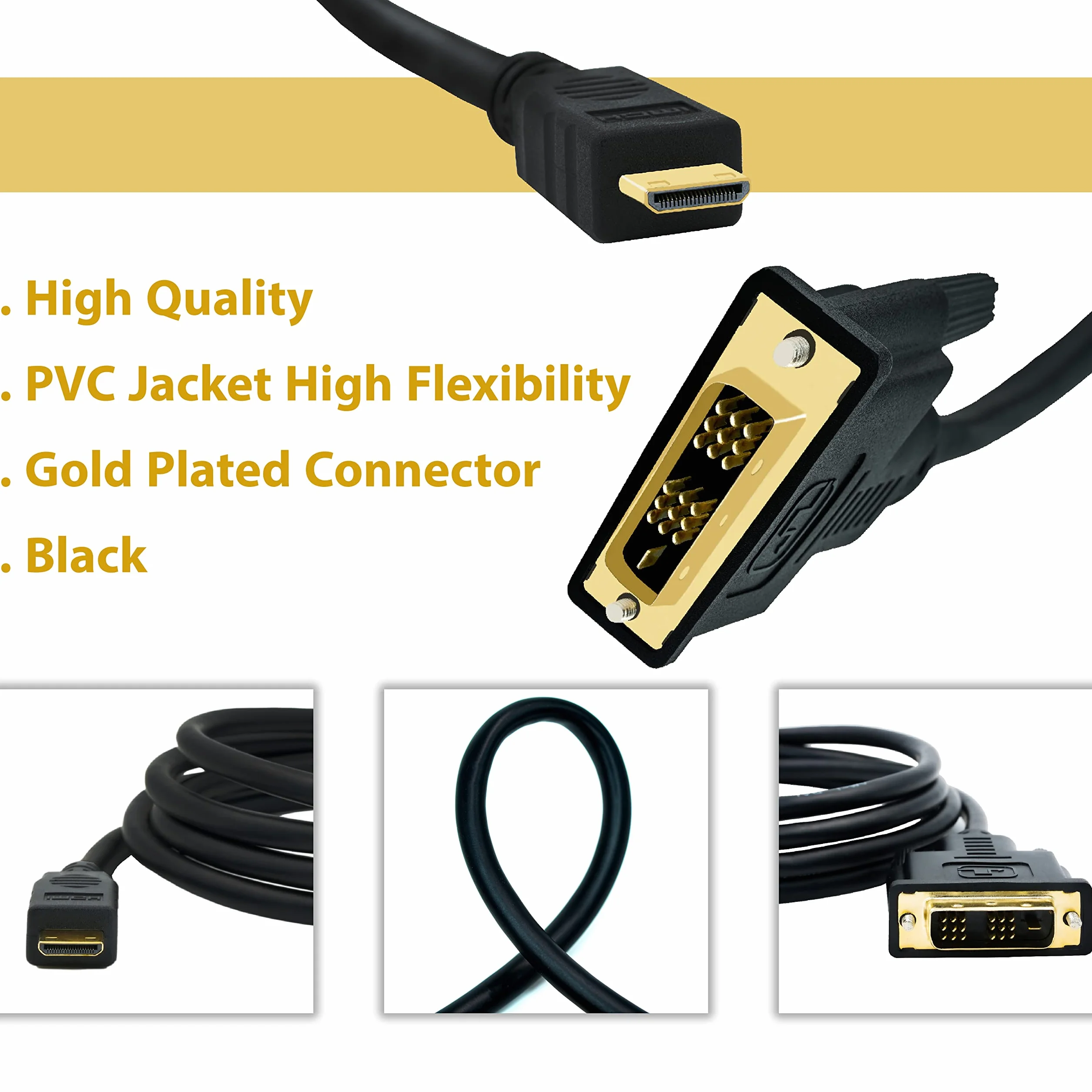 BIGtec Kabel Mini HDMI/DVI pozłacany 1,5 m Mini HDMI C złącze do złącza 18+1 DVI pozłacany i kabel pinowy 2 x ekranowanie