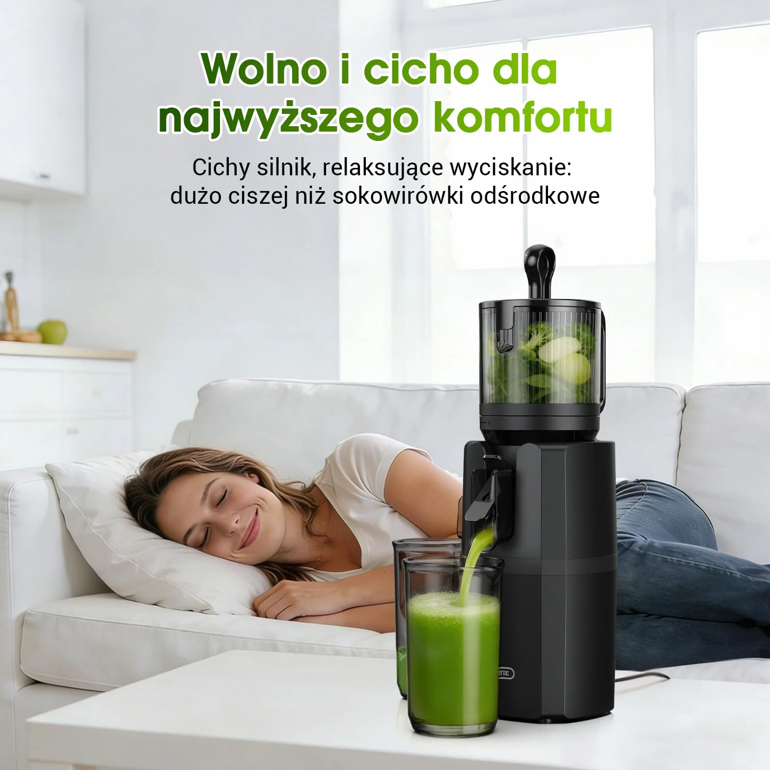 WETIE Wyciskarka Wolnoobrotowa 120 mm Podajnik XXL 99% Wydajność Bez BPA 2 Szklanki
