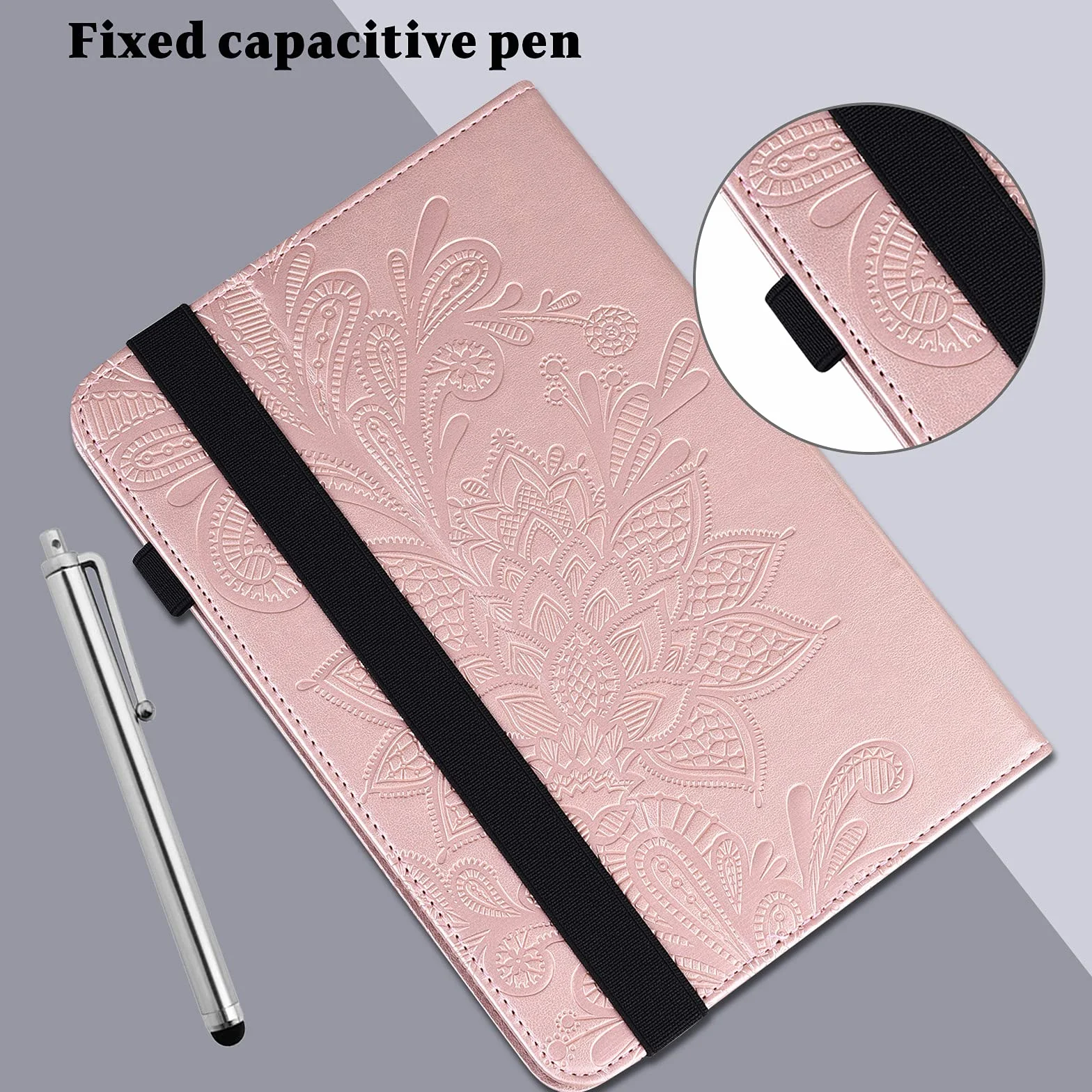 Etui do tabletu Samsung Galaxy Tab a 10.1 2019 (SM-T510/SM-T515) z folią ochronną i rysikiem - ultra cienki uchwyt na długopis funkcja stojaka Flip Cover skóra etui (różowe złoto)