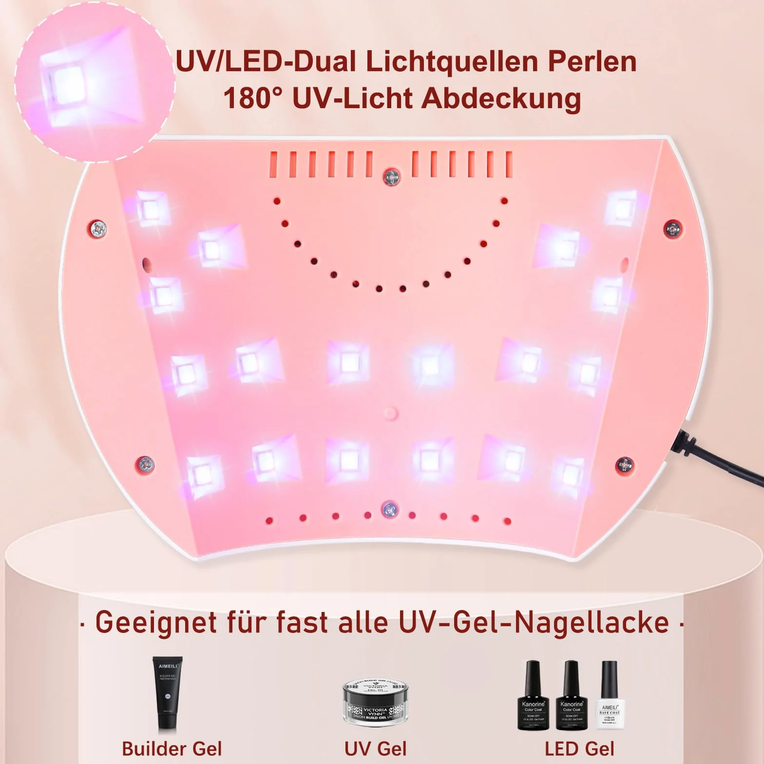 Lampa UV do paznokci 54W, Lampa UV z 3 timerami i wyświetlaczem LCD, czujnik auto, 18 LED, ładowanie USB, przenośna lampa LED do paznokci do domu i salonu paznokci, prezent na Walentynki dla kobiet