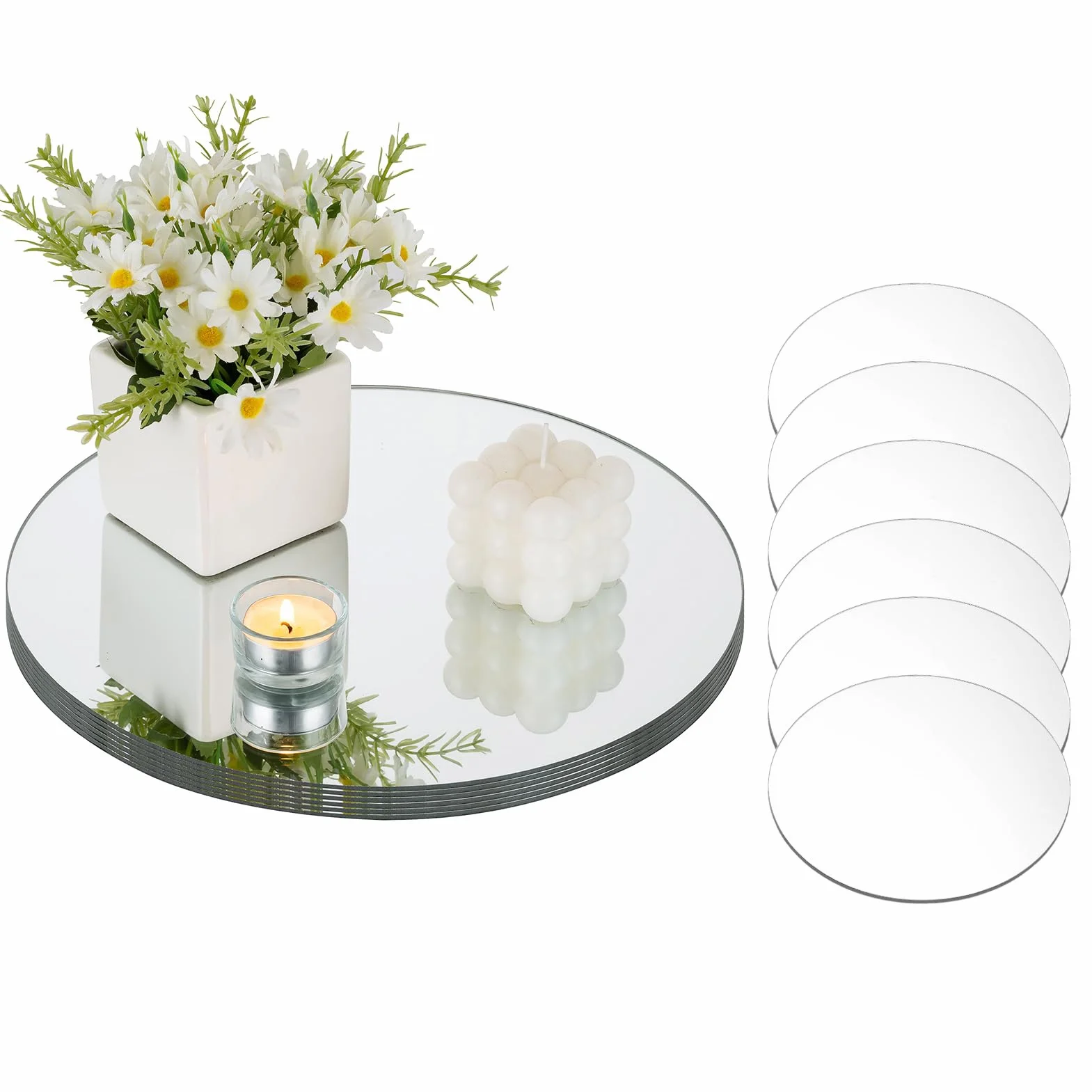 NUPTIO Okrągłe lustrzane płyty szklane 30 cm 12 sztuk dekoracja weselna