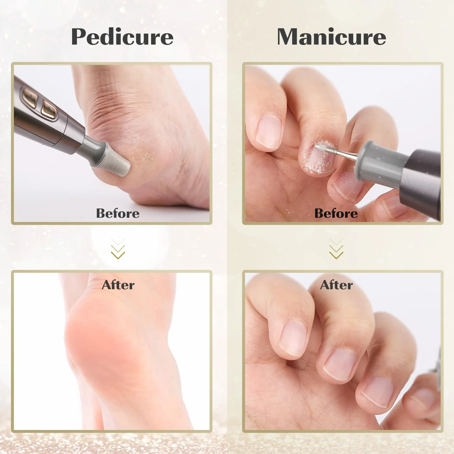 BEAUTURAL Zestaw do manicure/pedicure, elektryczna profesjonalna frezarka do paznokci, z 10 końcówkami, zestaw do pielęgnacji paznokci, ze światłem LED, do pielęgnacji dłoni i stóp