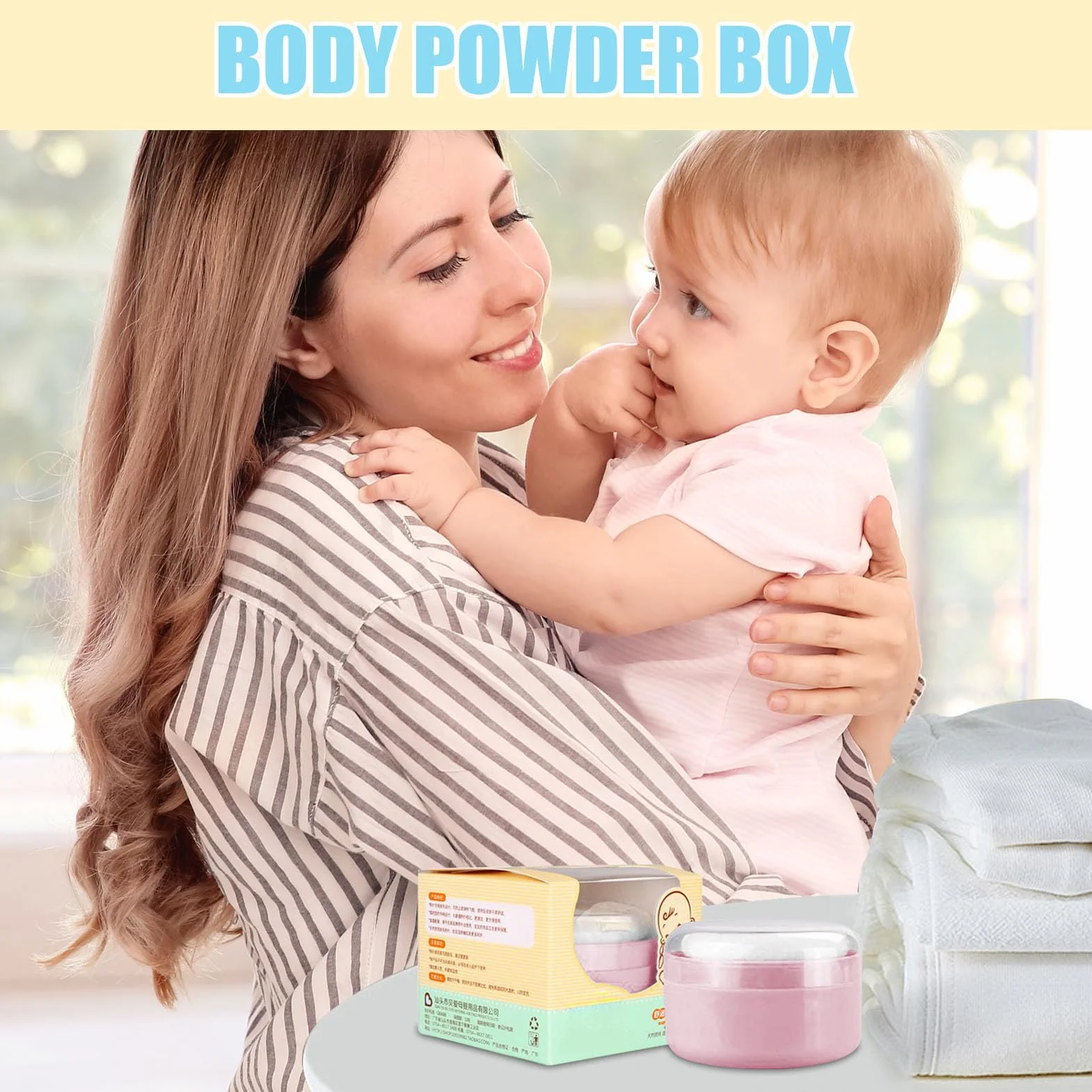 Leak Proof Powder Puff Container, Loose Powder Holder, Dusting Box for Talcum & Cosmetic Use, 3.54x3.54x2.36 Inches