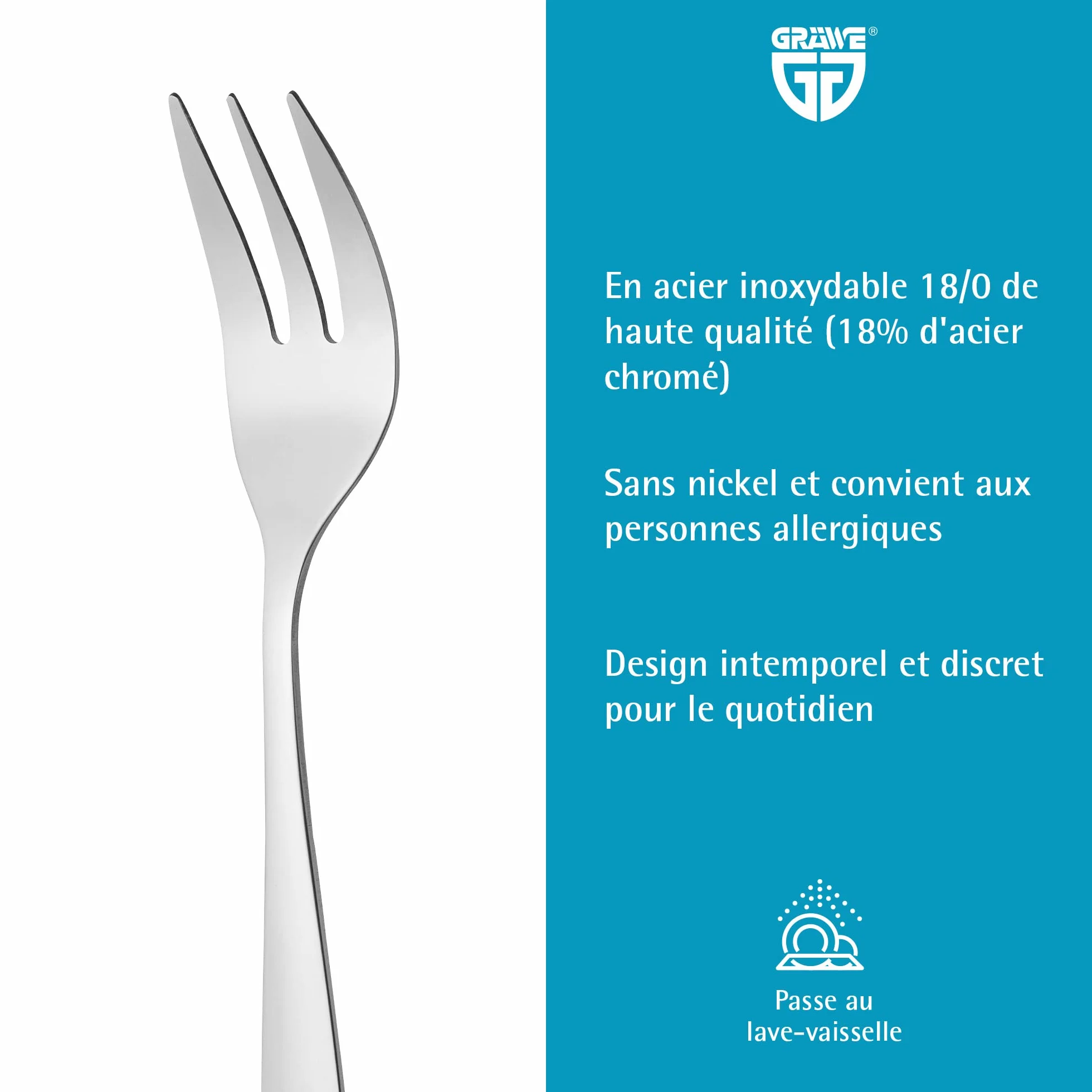 Gräwe® Seria Königstein Widelczyki Do Ciasta Ze Stali Nierdzewnej Srebrne 12 Sztuk