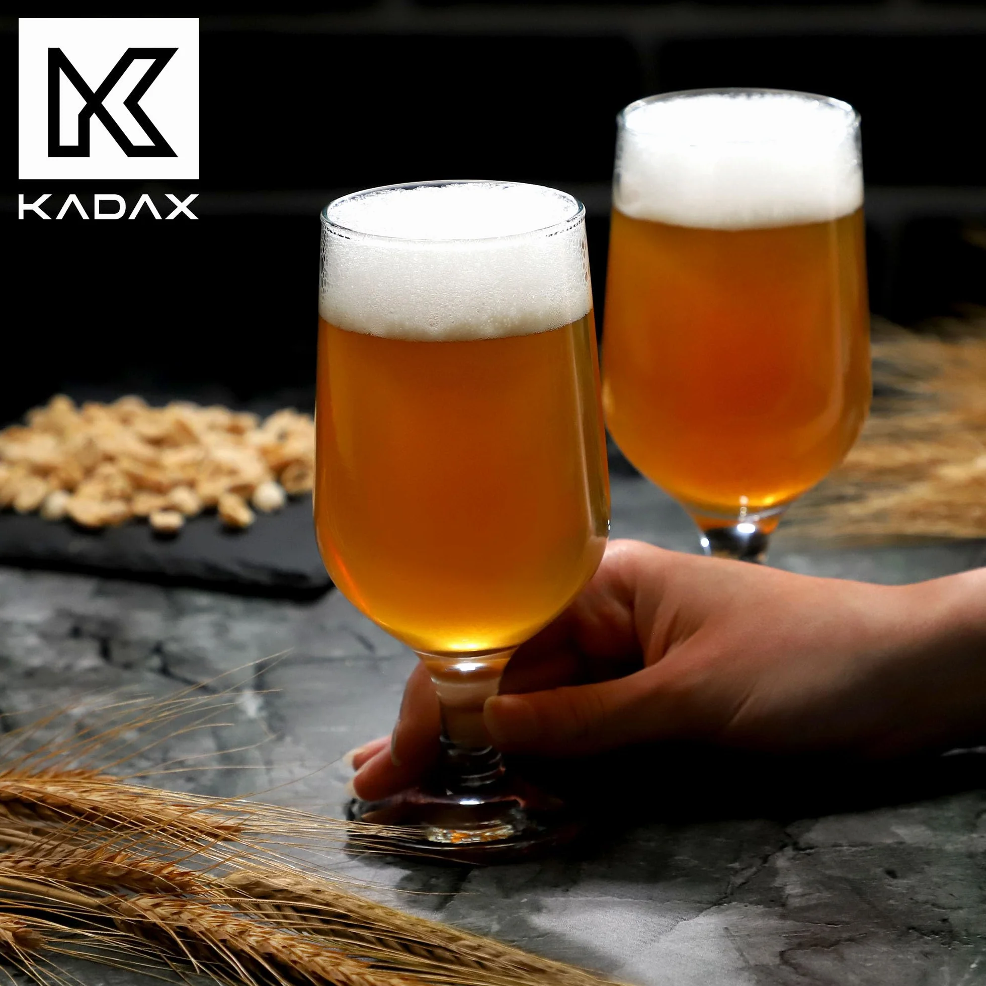 KADAX Zestaw 6 szt. Pokale do piwa 385 ml, szkło tulipany