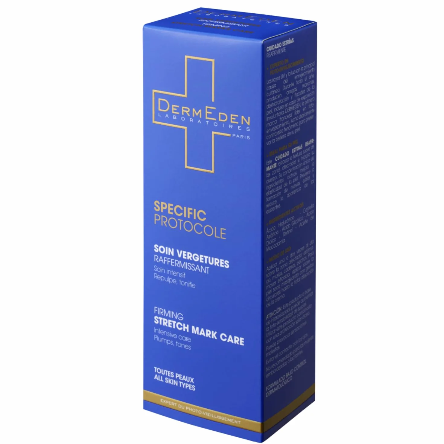 DermEden – Firming Stretch Mark Care 200 ml – działa przeciwko rozstępom i utracie jędrności, nawilża, redukuje i ujędrnia przebarwienia skórne, wyprodukowano we Francji przez nasze laboratoria