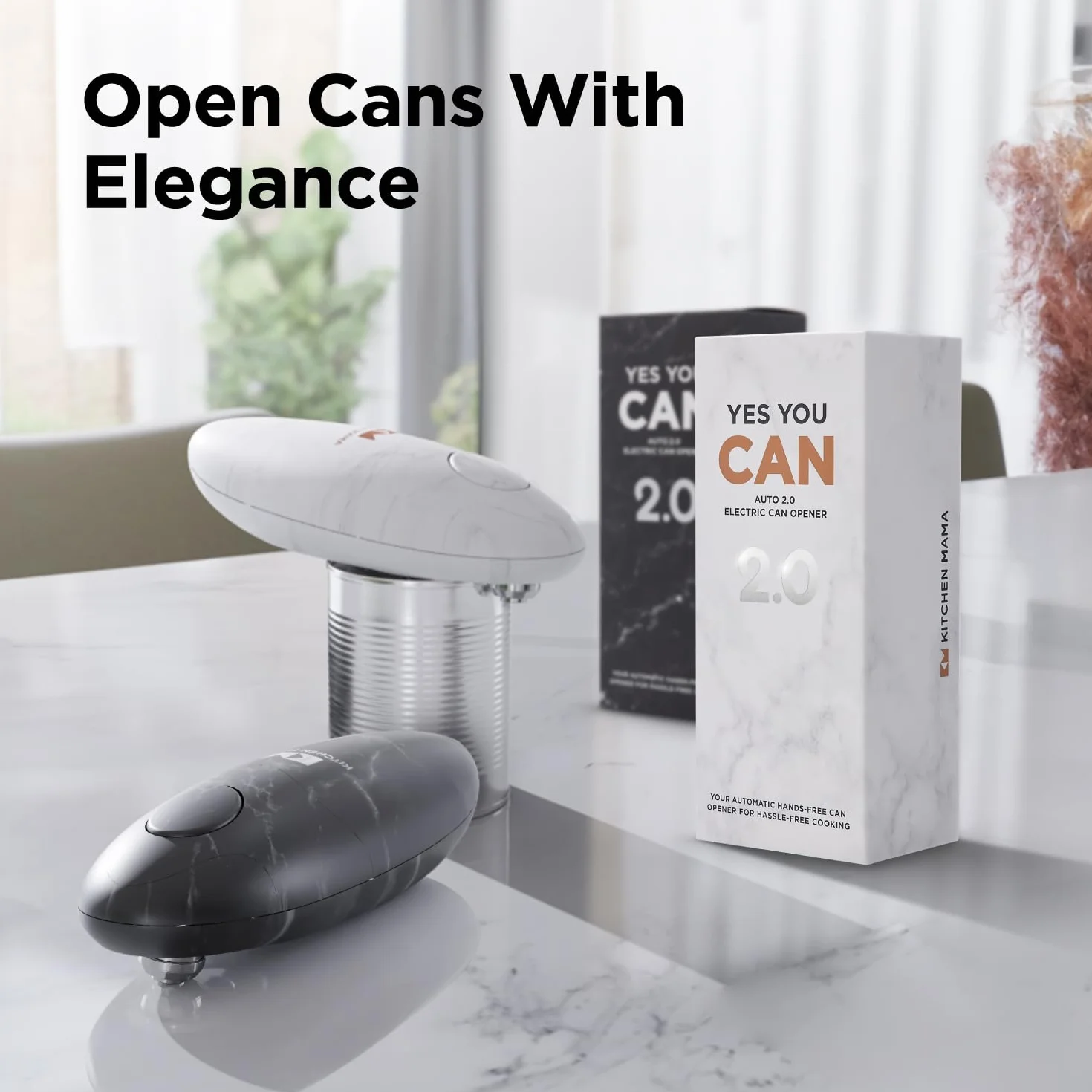 Kitchen Mama Elektryczny otwieracz do puszek 2.0 – bezprzewodowy, czarny