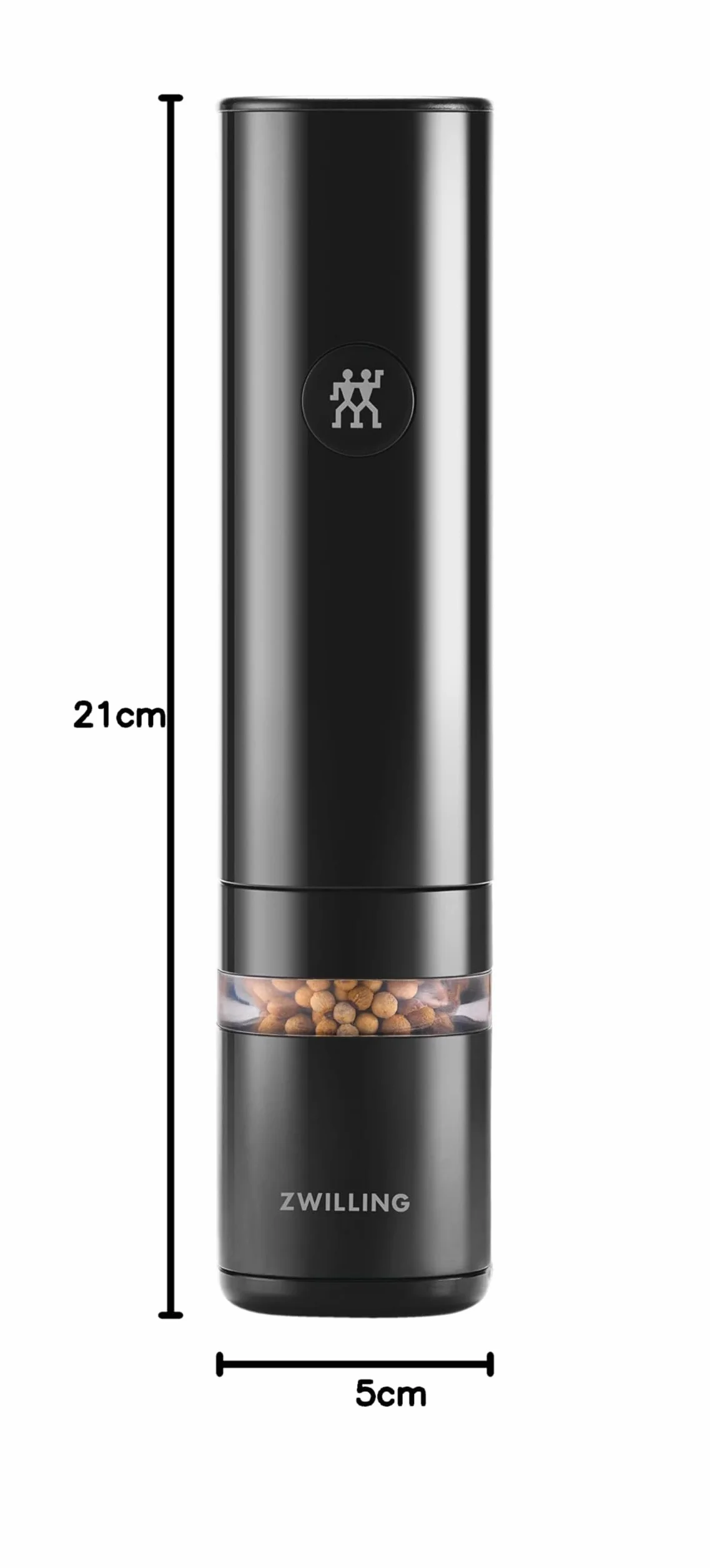 ZWILLING ENFINIGY elektryczny młynek do soli i pieprzu z ceramicznym mechanizmem mielącym i oświetleniem LED, ładowanie przez USB, czarny