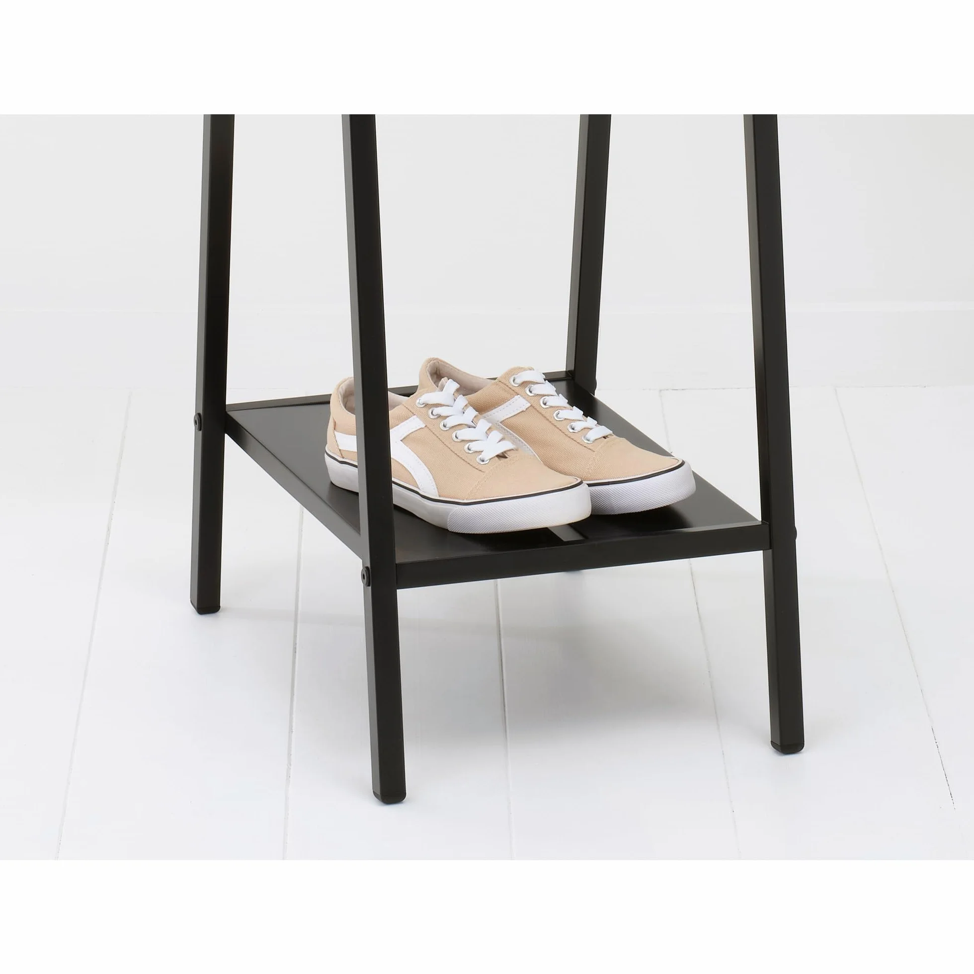 Brabantia Kompaktowy wieszak na ubrania Linn stalowa rama bambusowy drążek 47.6 x 34 x 170 cm Matt Black