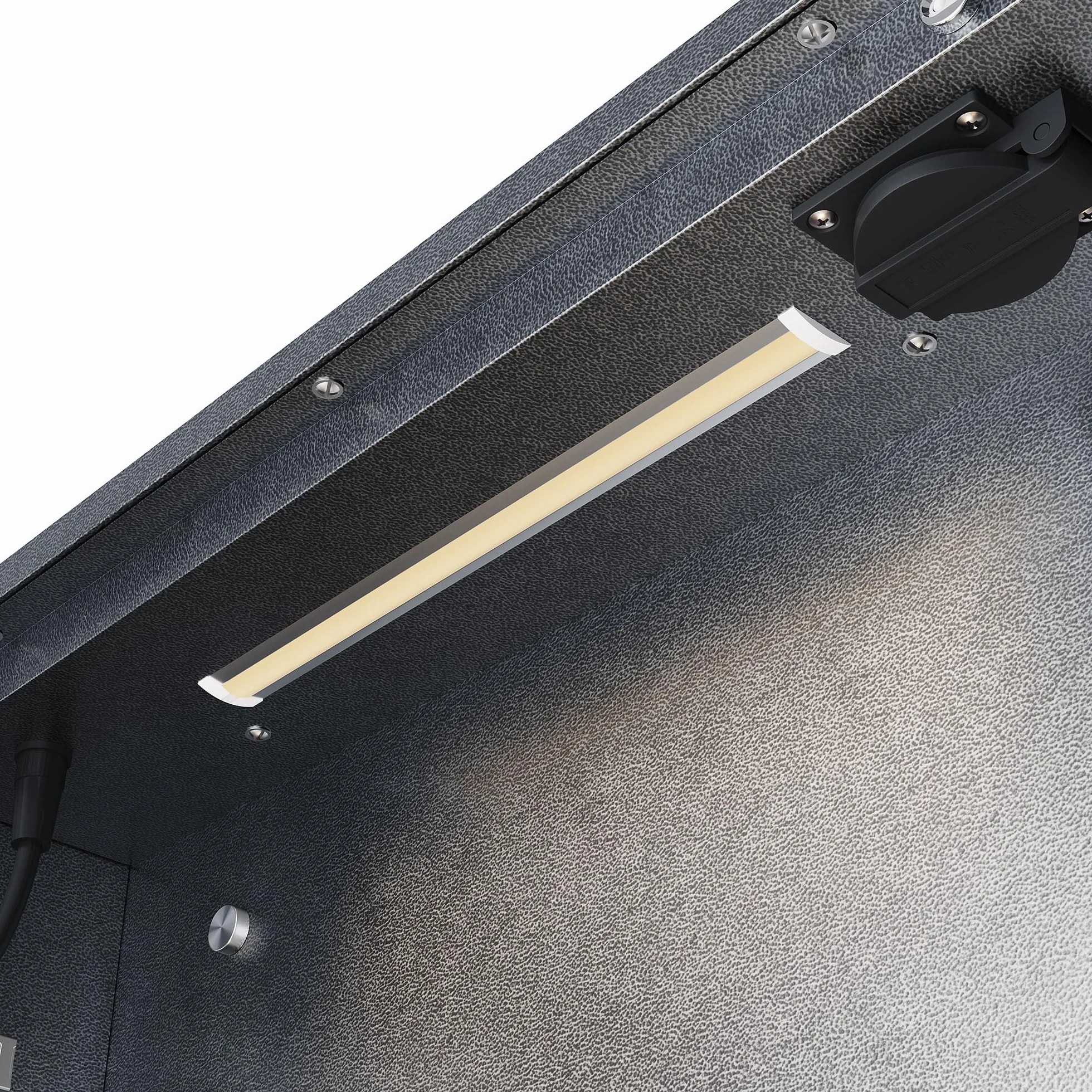 SONNI Szafka z lustrem LED z organizerem na kosmetyki, 50 x 70 cm, gniazdko elektryczne i 3-krotne powiększenie, 3 kolory światła, możliwość przyciemniania – ciemnoszara