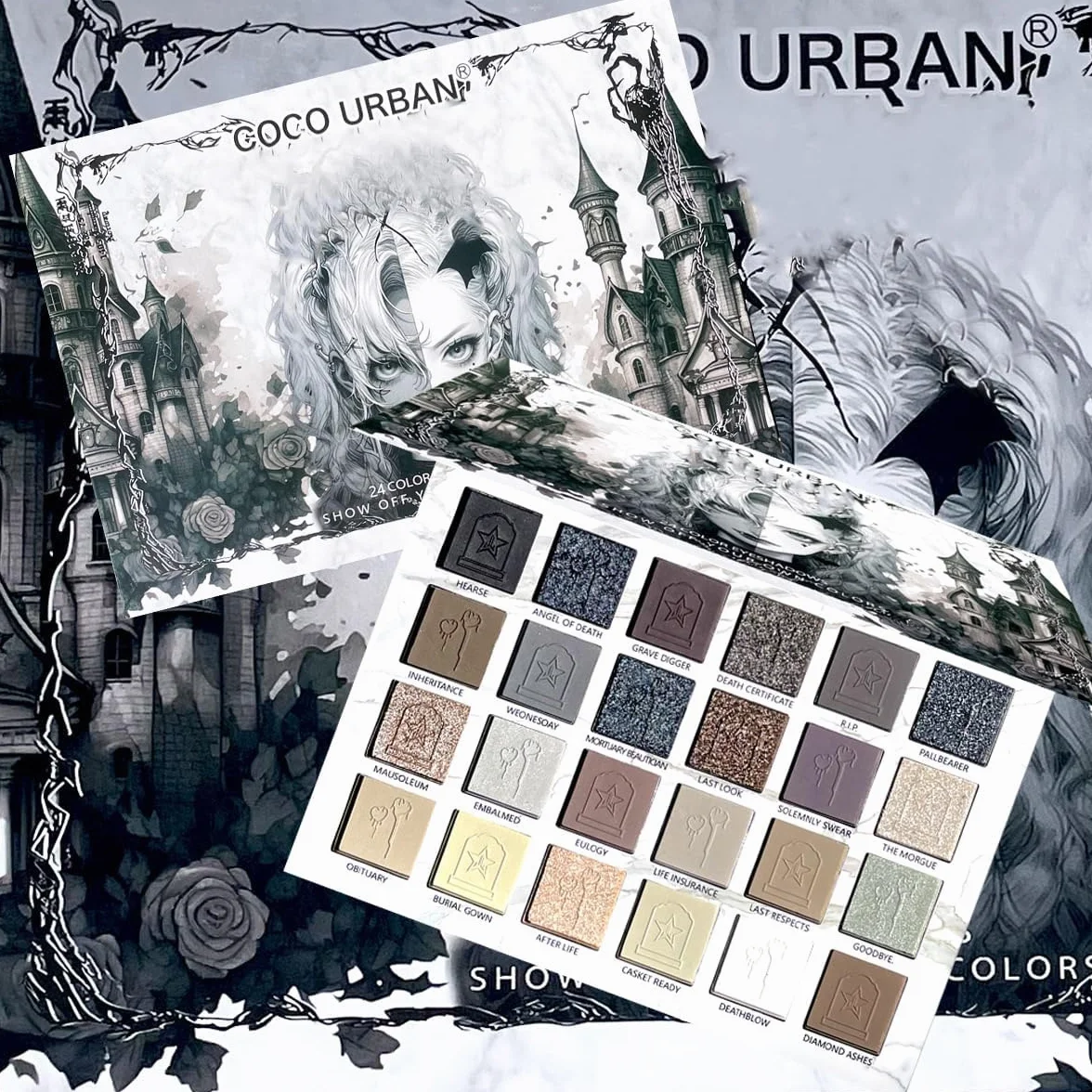 24 kolorów czarno-szare paleta cieni do powiek Smokey, matowe cienie do powiek Smoky, błyszczące, wysoko pigmentowane podstawowe cienie do powiek w kolorach czarny, biały, szary, do makijażu na