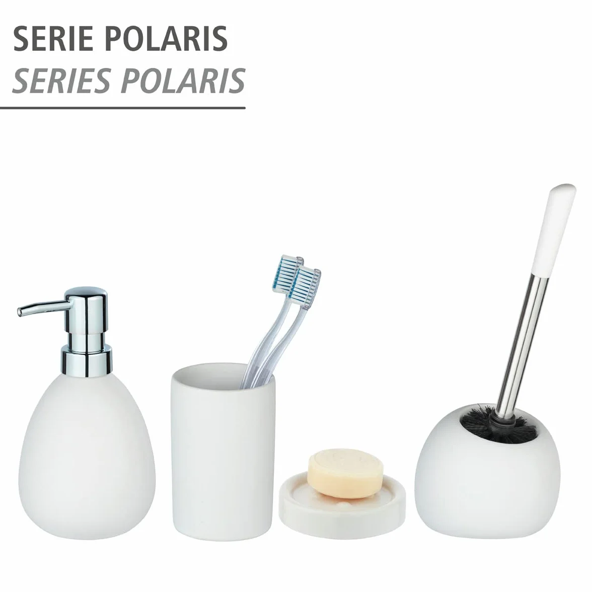 Wenko Kubek na szczoteczki do zębów Polaris, wysokiej jakości pojemnik na szczoteczki do zębów i pastę do zębów ze szlachetnej ceramiki, Ø 7 x 11 cm, biały matowy