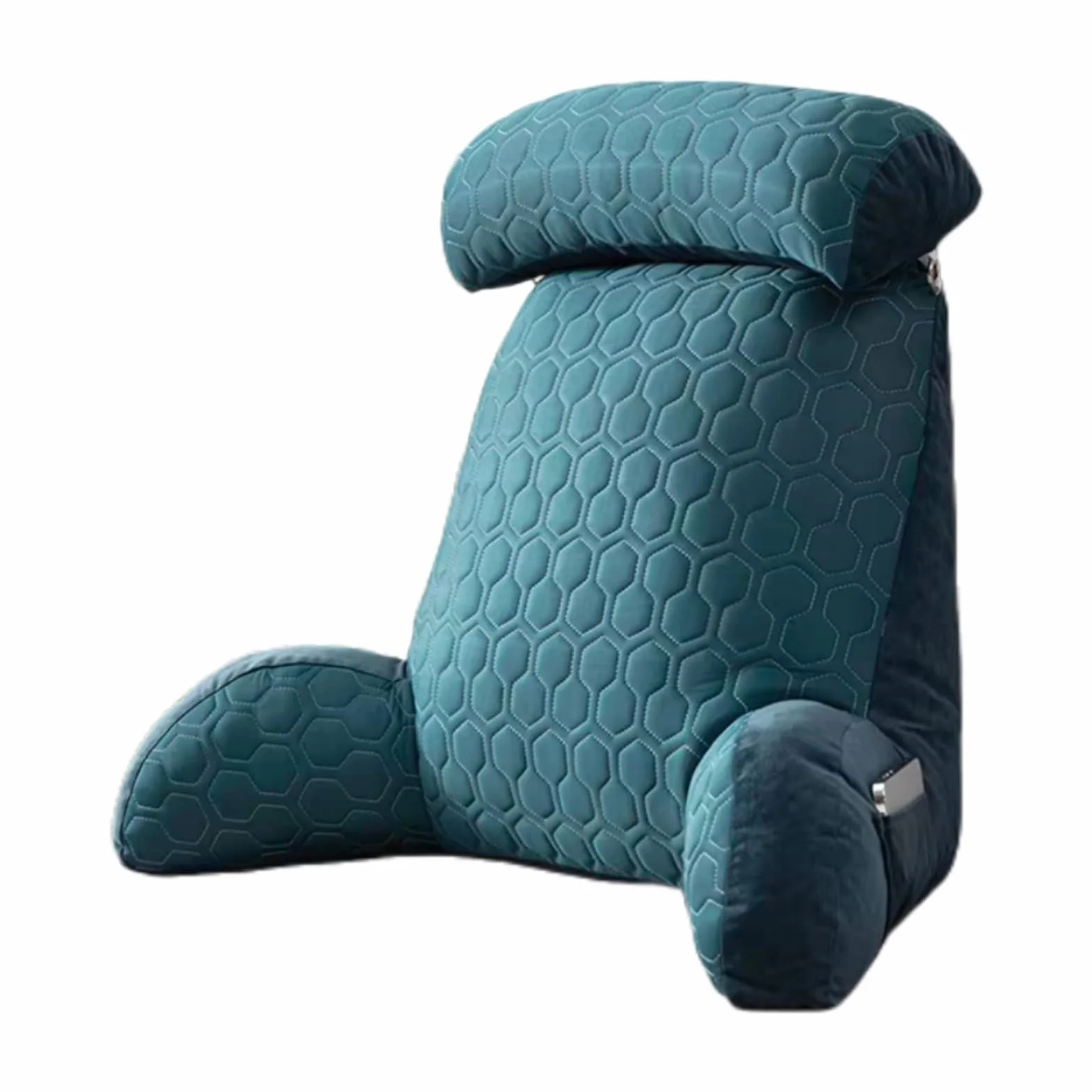 Extra-Large Reading Pillow with Arm Rests Ergonomic Back Support for Bed Sofa Lumbar Support Cushion Washable Cover Dark Green