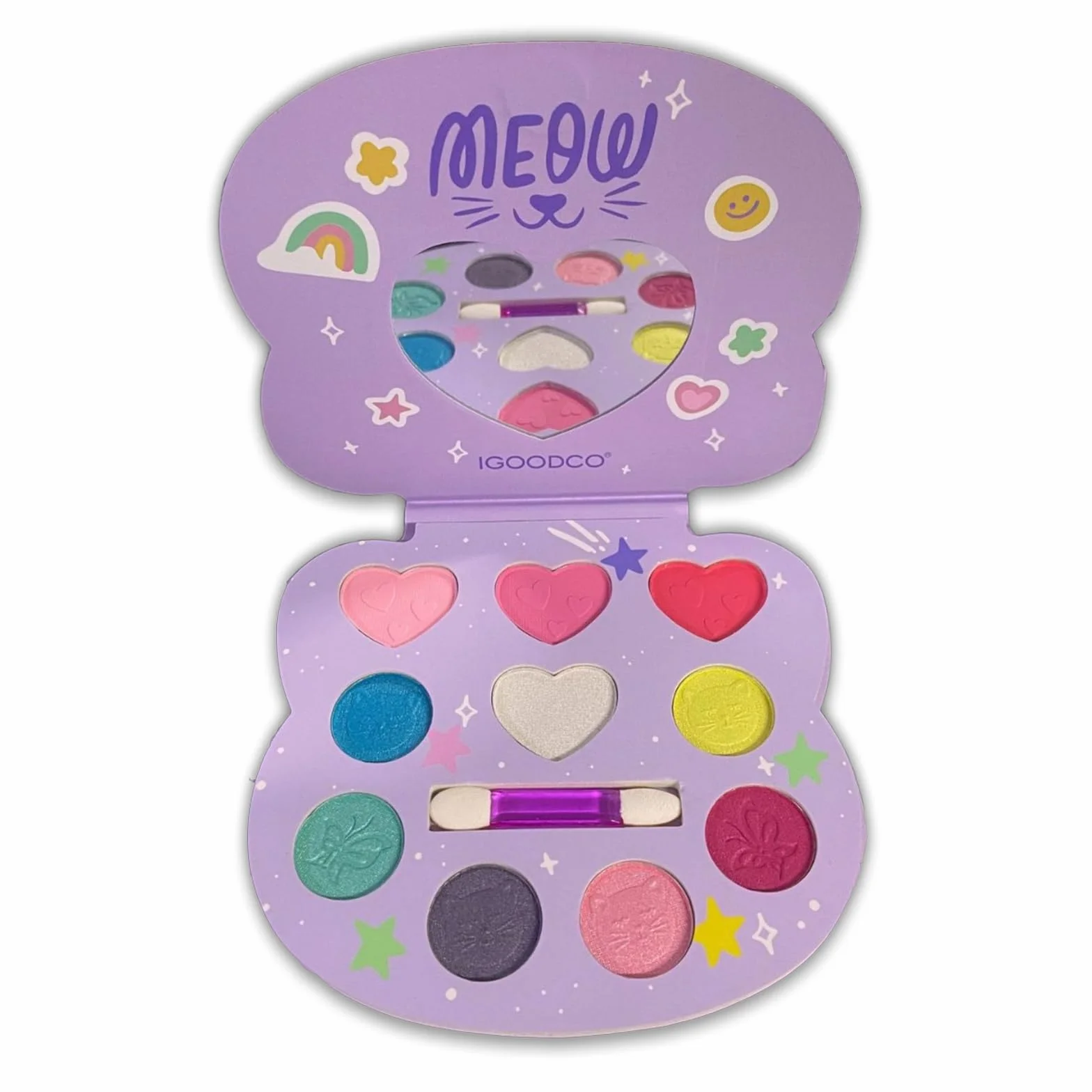 Paleta cieni do powiek dla dzieci, zestaw do makijażu dla dziewczynek, nietoksyczne, zmywalne, błyszczące kolory z lustrem, prezent na Halloween w kosmetyczku dla księżniczki