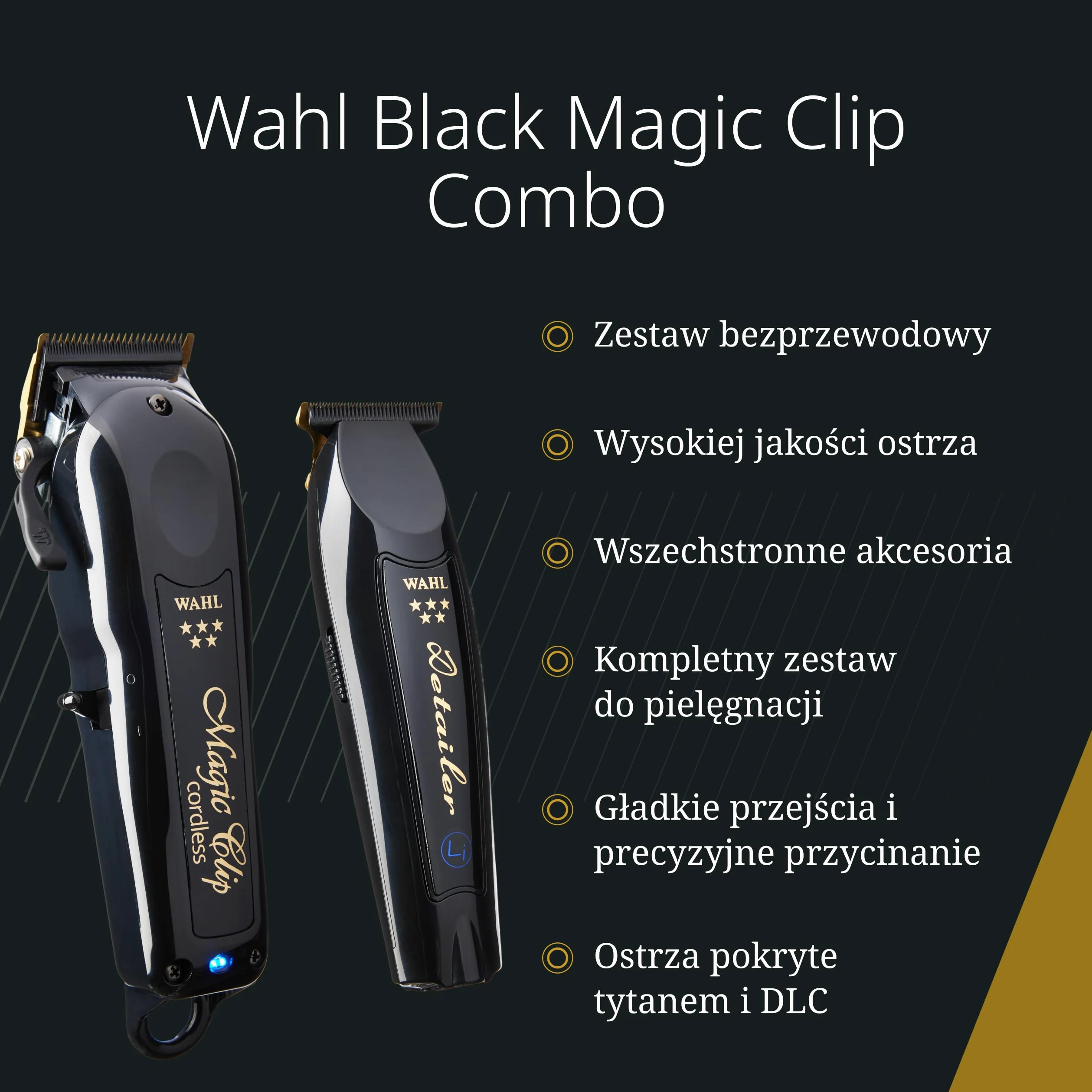 Wahl Cordless Magic Clip Maszynka do Mieszania, Czarna | Maszynka Przewodowa i Bezprzewodowa z Ostrzami Tytanowo-DLC, Silnik 6500 obr/min i do 100 Minut Pracy