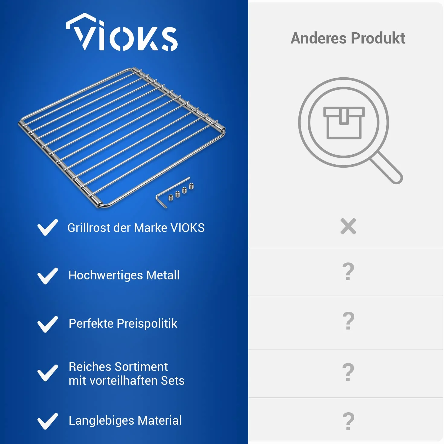 VIOKS Uniwersalny wysuwany ruszt do piekarnika 370-650x310 mm, akcesoria kuchenne do piekarnika i rusztu