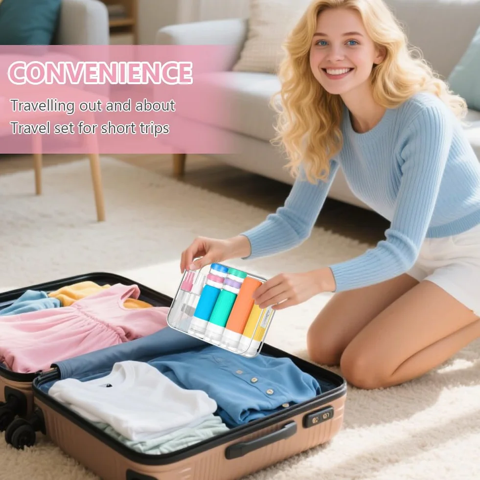 Zestaw butelek podróżnych silikonowych 19 sztuk Travel Essentials pojemnik podróżny szampon balsam kremowe mydło żółty