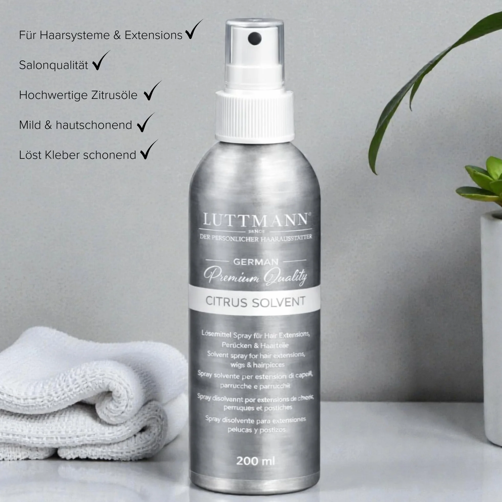 Citrus Solvent Remover 200 ml – środek czyszczący, rozpuszczalnik do przedłużania włosów, peruki i treski – Made in Germany i testowany dermatologicznie