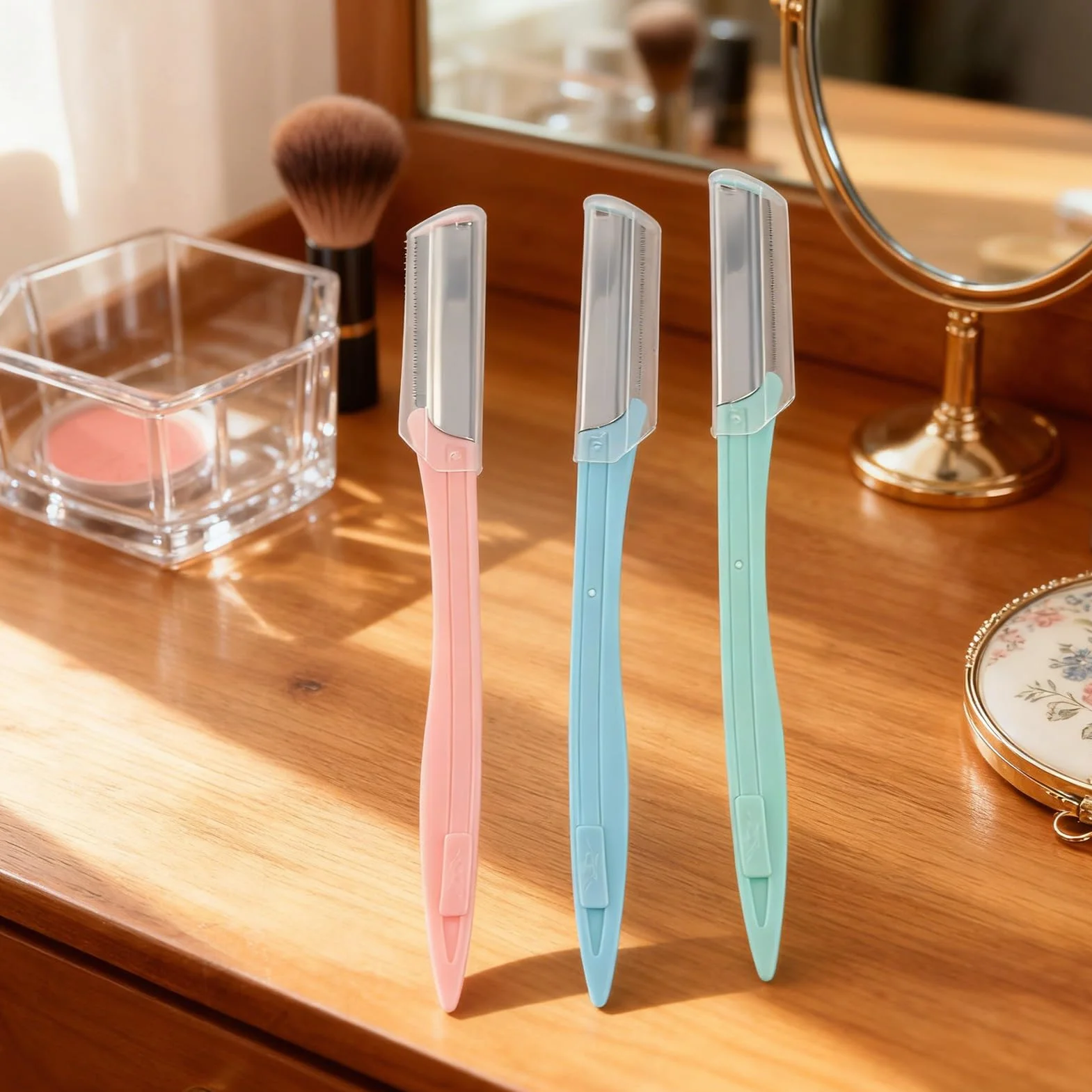 3 Szt. Golarki do Brwi, Shaper Cheek do Usuwania Owłosienia Twarzy Peach Fuzz Shaver, dla Kobiet i Mężczyzn