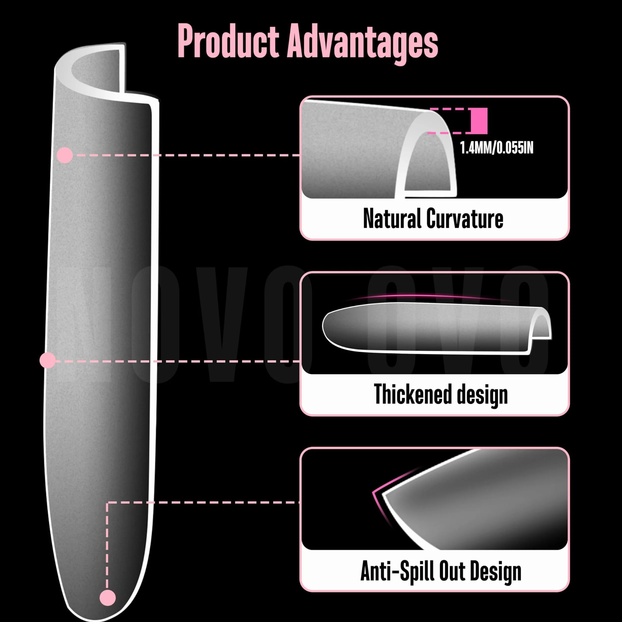 NOVO OVO Sharp Square Long Nail Tips Press on, Natural (Not Sculpted) No C-Curve Soft Gel podwójne matowe sztuczne przedłużenie paznokci, paznokcie pełne pokrycie do salonu manicure DIY, 15 rozmiarów