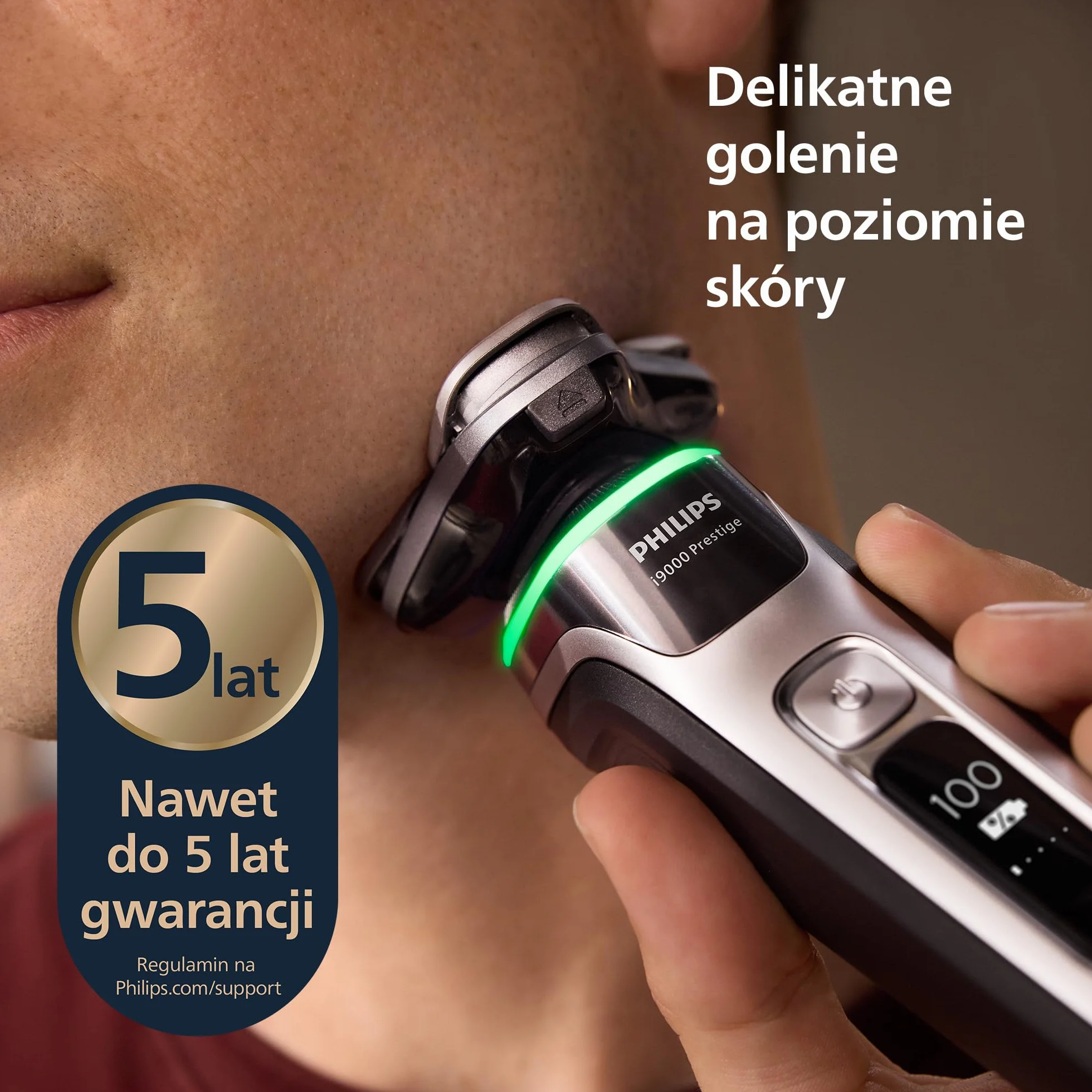 Philips Shaver i9000 Prestige, golarka elektryczna do golenia na sucho i mokro z technologią Skin IQ, System Triple Lift & Cut, podwójne ostrza SteelPrecision 360º, stylizator brody, Model XP9204/33