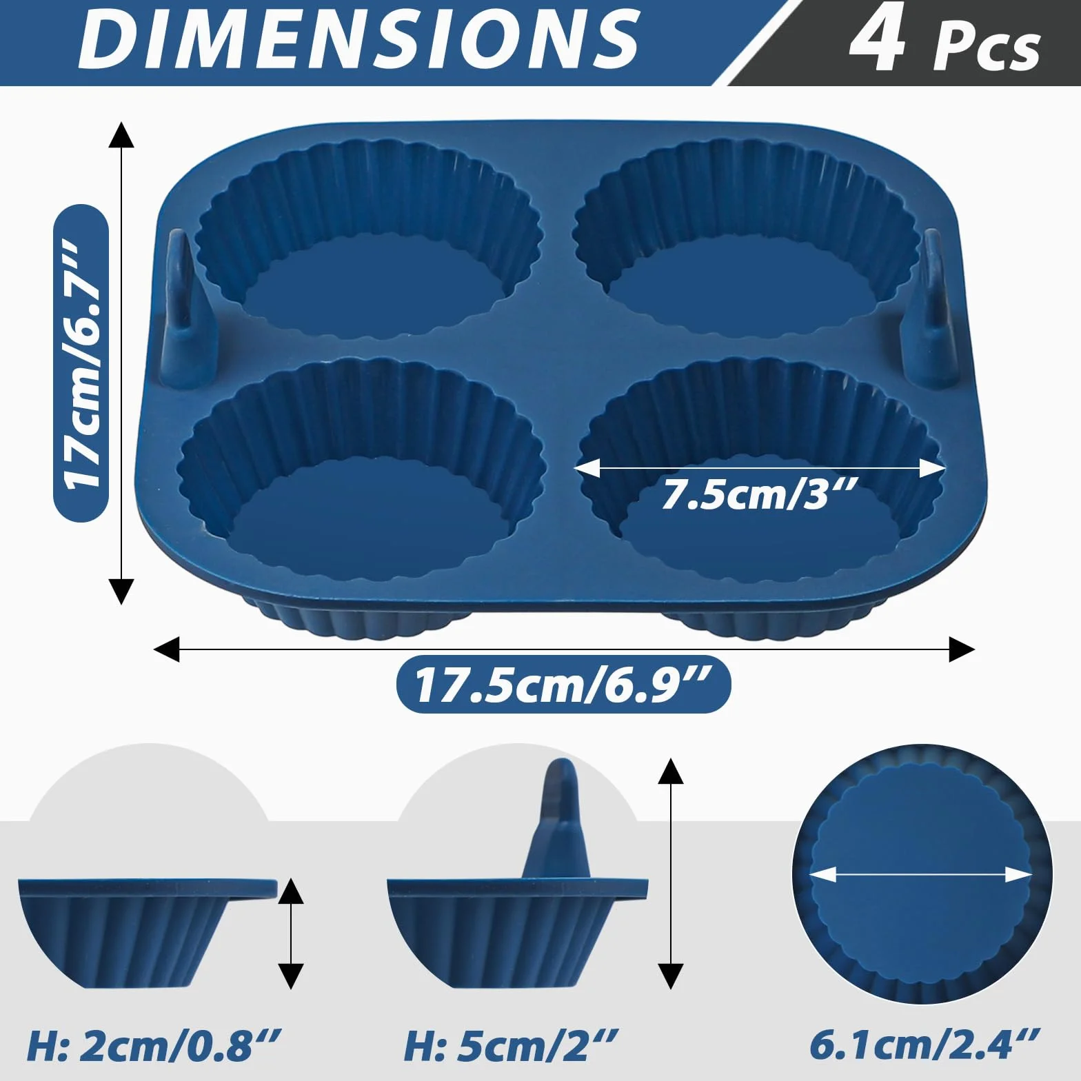 Webake Silikonowe Mini Foremki do Frytkownicy Powietrznej 7,6 cm, 4 szt., Forma do Quiche