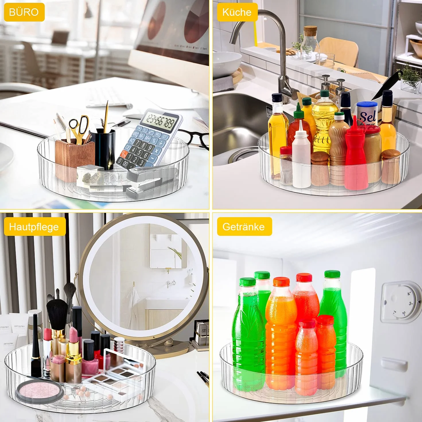 Lazy Susan Organizer kuchenny Obrotowy regał na przyprawy Przeźroczysty 22CM+28CM