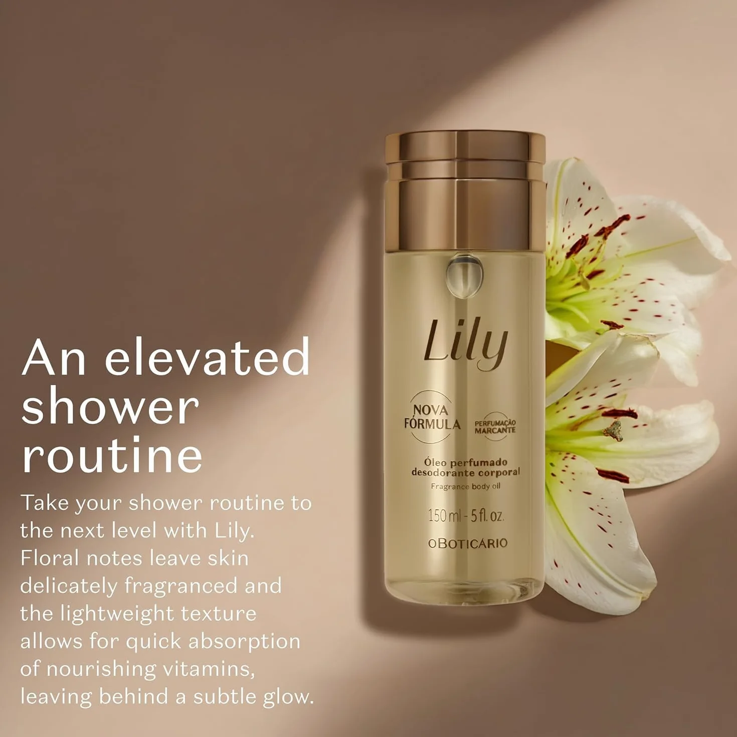 O Boticário Lily Zestaw Prezentowy Perfumy i Pielęgnacja Skóry z 3 Produktami | Krem Nawilżający Ciało, Perfumowany Olejek Do Ciała i Woda perfumowana