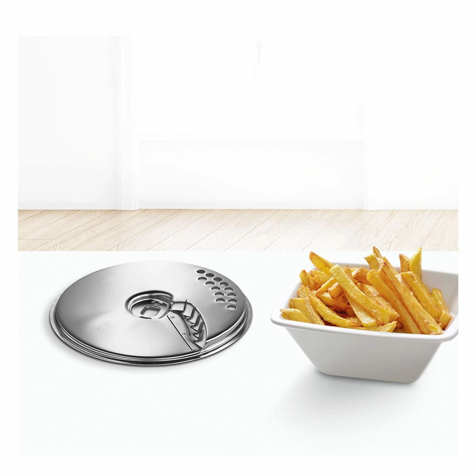 Bosch Tarcza do frytek MUZ45PS1, akcesorium kompatybilne z robotami kuchennymi Serie 4, Serie 2, wymaga szatkownicy, solidna, nadaje się do mycia w zmywarce, stal nierdzewna