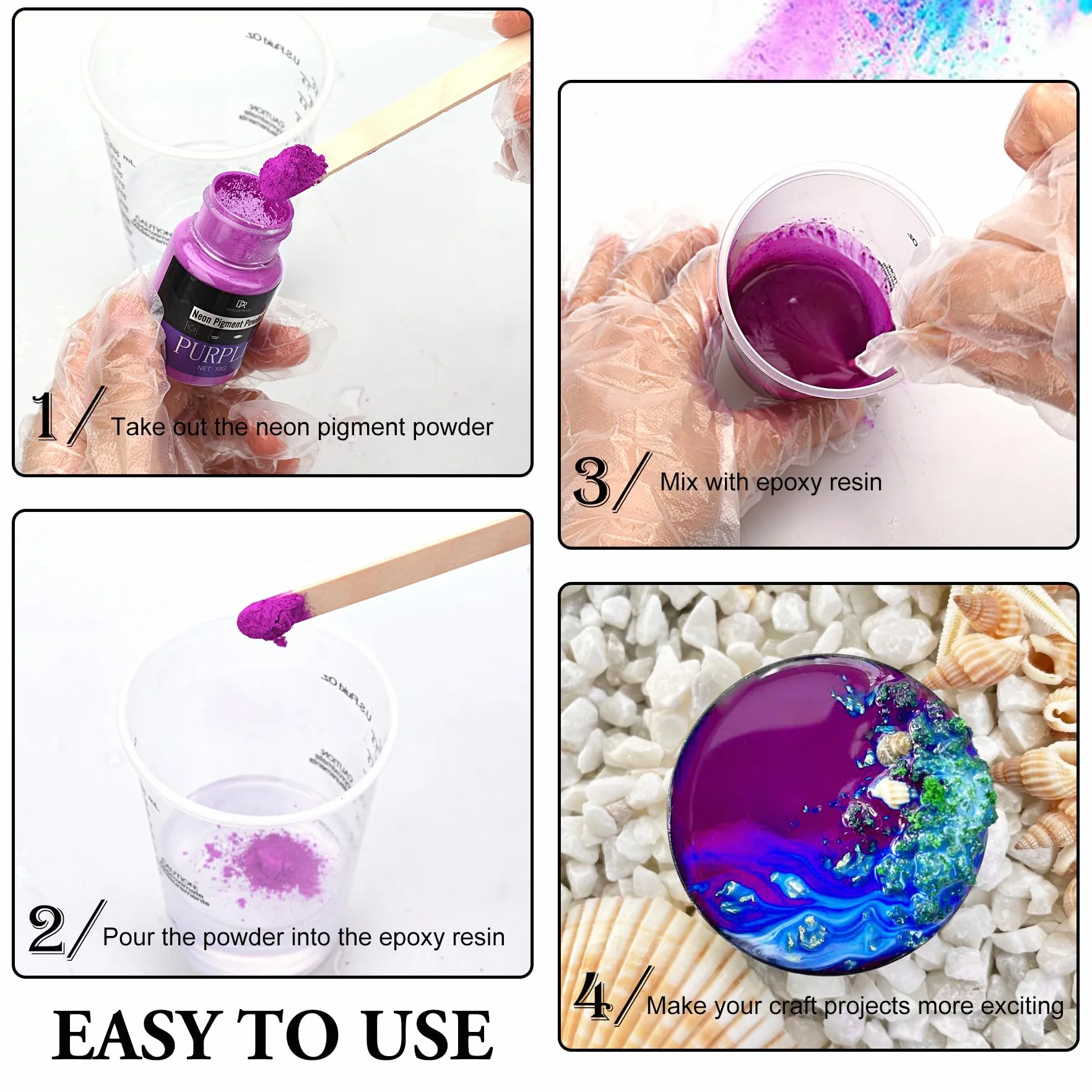Neonowy pigment - 10 kolorów, proszek do paznokci, fosforu, do żywicy epoksydowej, sztuki paznokci, kubka, śluzu
