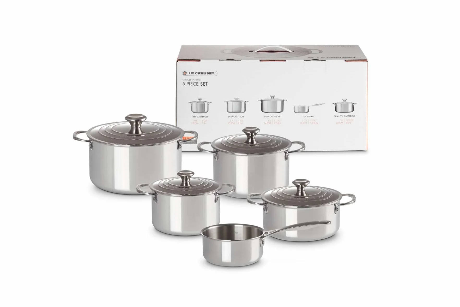 Le Creuset 3-ply Plus Zestaw 5 szt Naczyń do Gotowania Stal Nierdzewna, 96605300000000