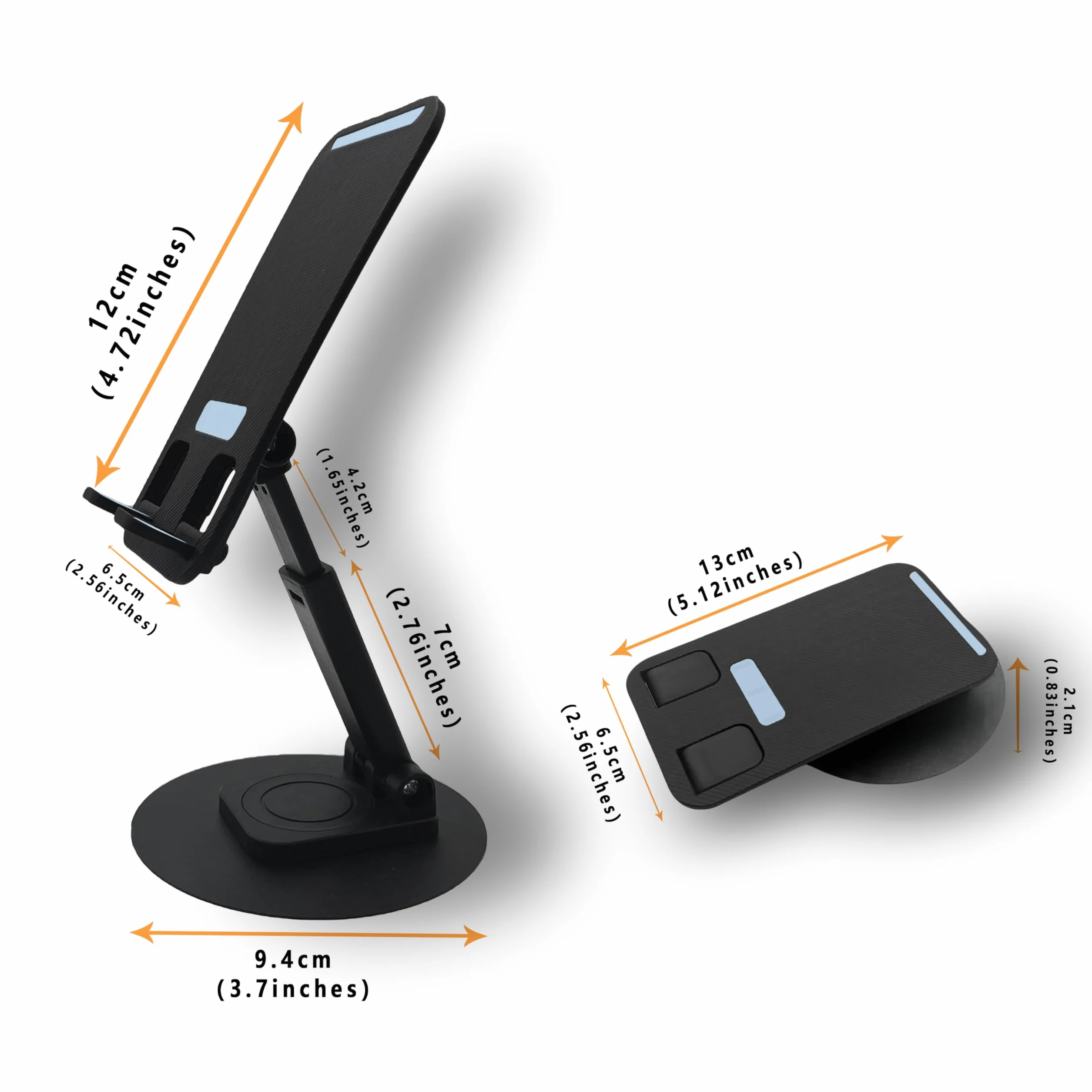 AiTodos® Regulowany Uchwyt na Telefon do Biurka, Obrót 360° i Podstawa Antypoślizgowa, Uniwersalny Podstawka do Wideorozmów, Kompatybilny z iPhone 15-13, Samsung Galaxy S23/S22, Czarny
