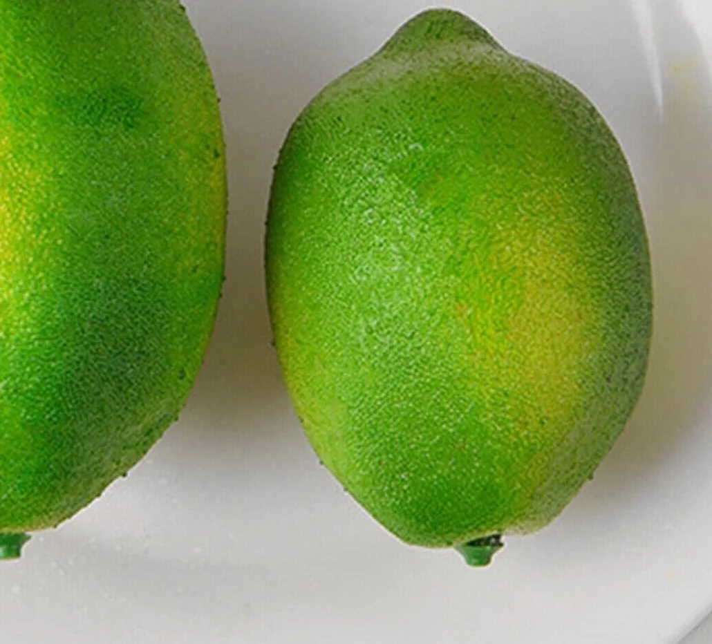 Sztuczna zielona cytryna/limonka, 6 sztuk – realistyczne plastikowe owoce, owoce do dekoracji, witryny sklepowej, gospodarstwa domowego, kuchni, na imprezę, do hotelu, kuchni do zabawy, zielona