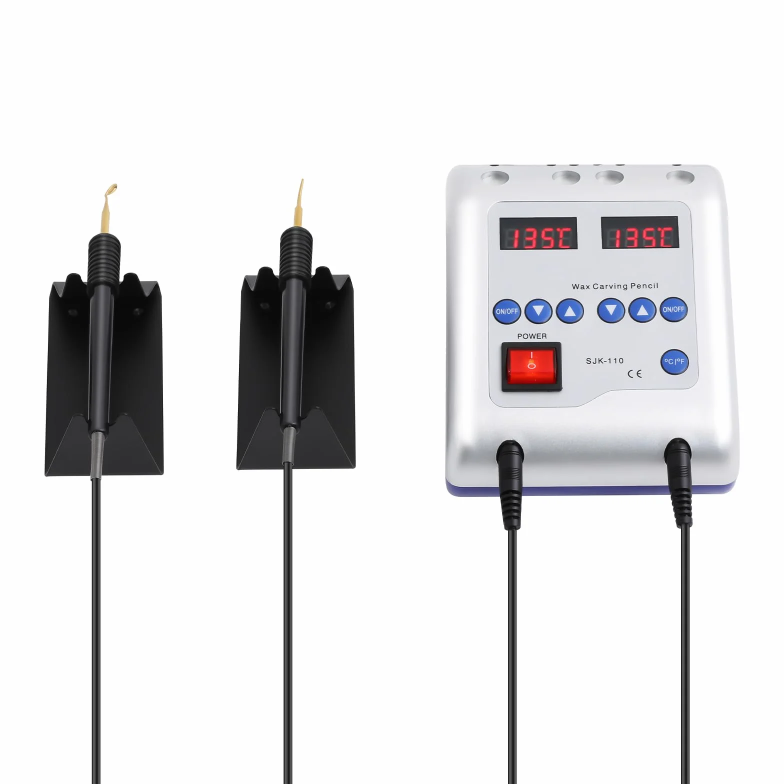 Cyfrowa elektryczna maszyna do woskowania, 50 W, 2 A, z 6 końcówkami i podwójnym rysikiem, wskaźnik temperatury LED 50-200°C, elektryczny nóż do cięcia wosku, nóż do cięcia wosku, do stomatologii