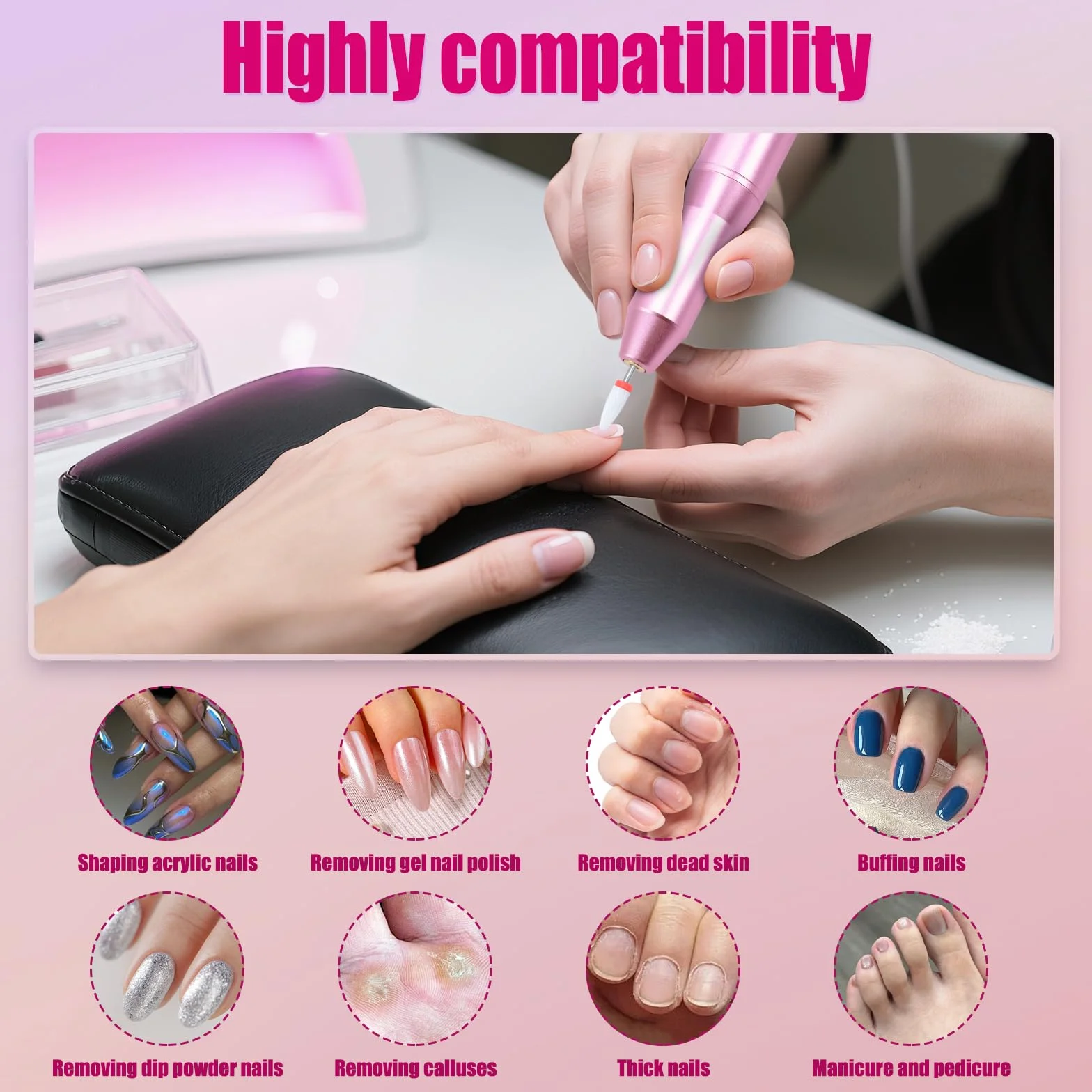 CIMOYBAI Elektryczna frezarka do paznokci, 30 000 obr./min, do paznokci żelowych, zestaw do manicure, elektryczny pilnik do paznokci z wyświetlaczem LCD, profesjonalna frezarka do paznokci