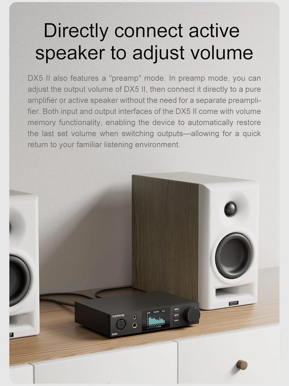 Topping DX5 II DAC wzmacniacz słuchawkowy z Bluetooth 5.1, chip DAC ES9039Q2M, wzmacnianie X-Hybrid, 10-pasmowy korektor dźwięku i symetryczne wyjścia, XMOS-USB, wysoka rozdzielczość, RC, biały
