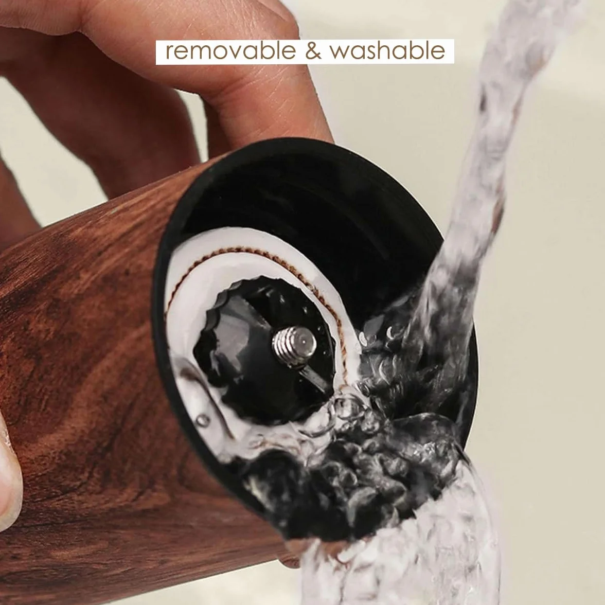 Ręczny młynek do kawy z ceramicznym żarnem i składaną rączką | Zmiel własne ziarna kawy do French Press, moka i espresso | Lekki, cichy i trwały | Drewniany wygląd