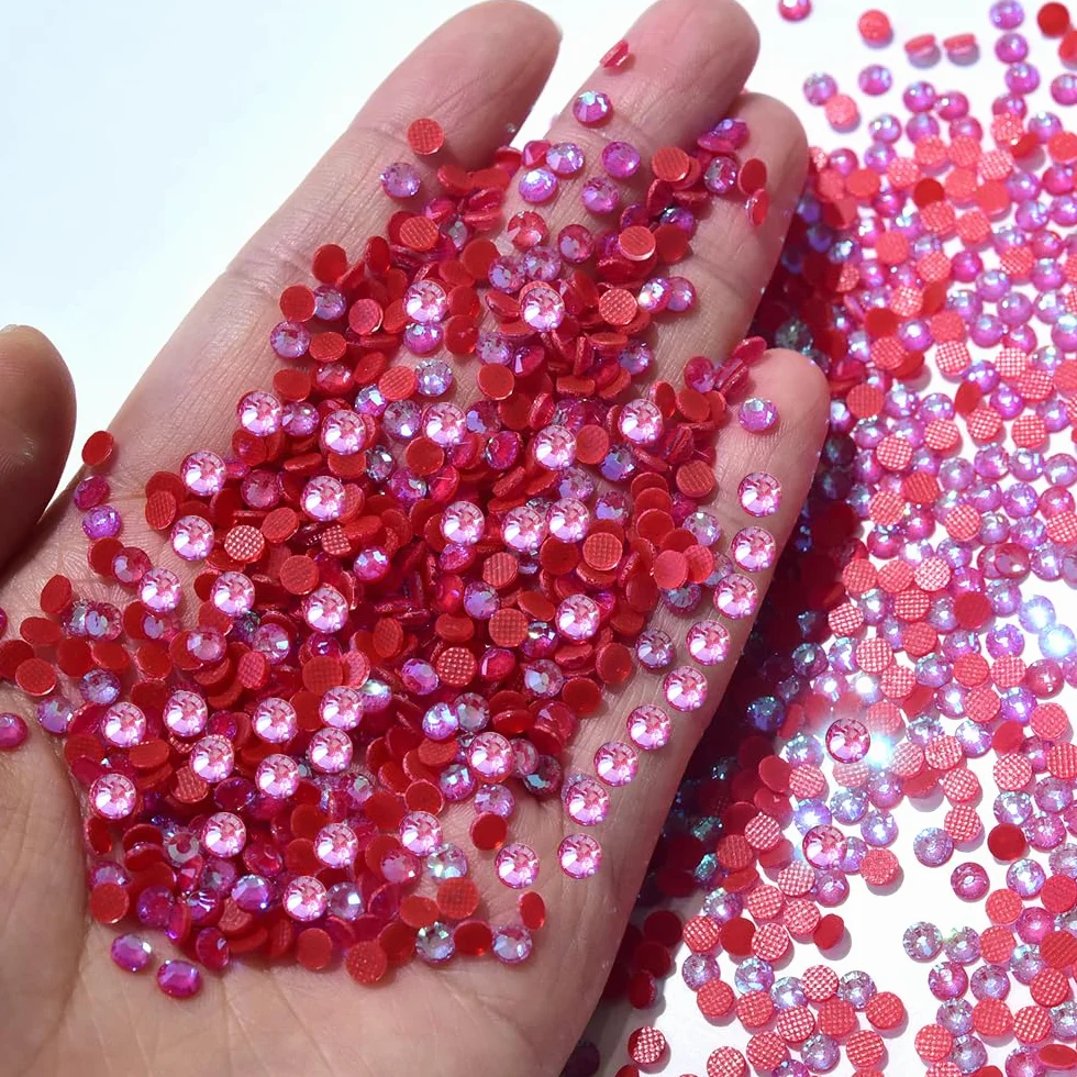 Hotfix stras do olśniewającego, diamenty do rękodzieła, paznokci, ubrania, makijaż twarzy, dekoracja DIY, 4 mm, 0,4 cm, 1440 sztuk, SS16, błyszczące słońce czerwone